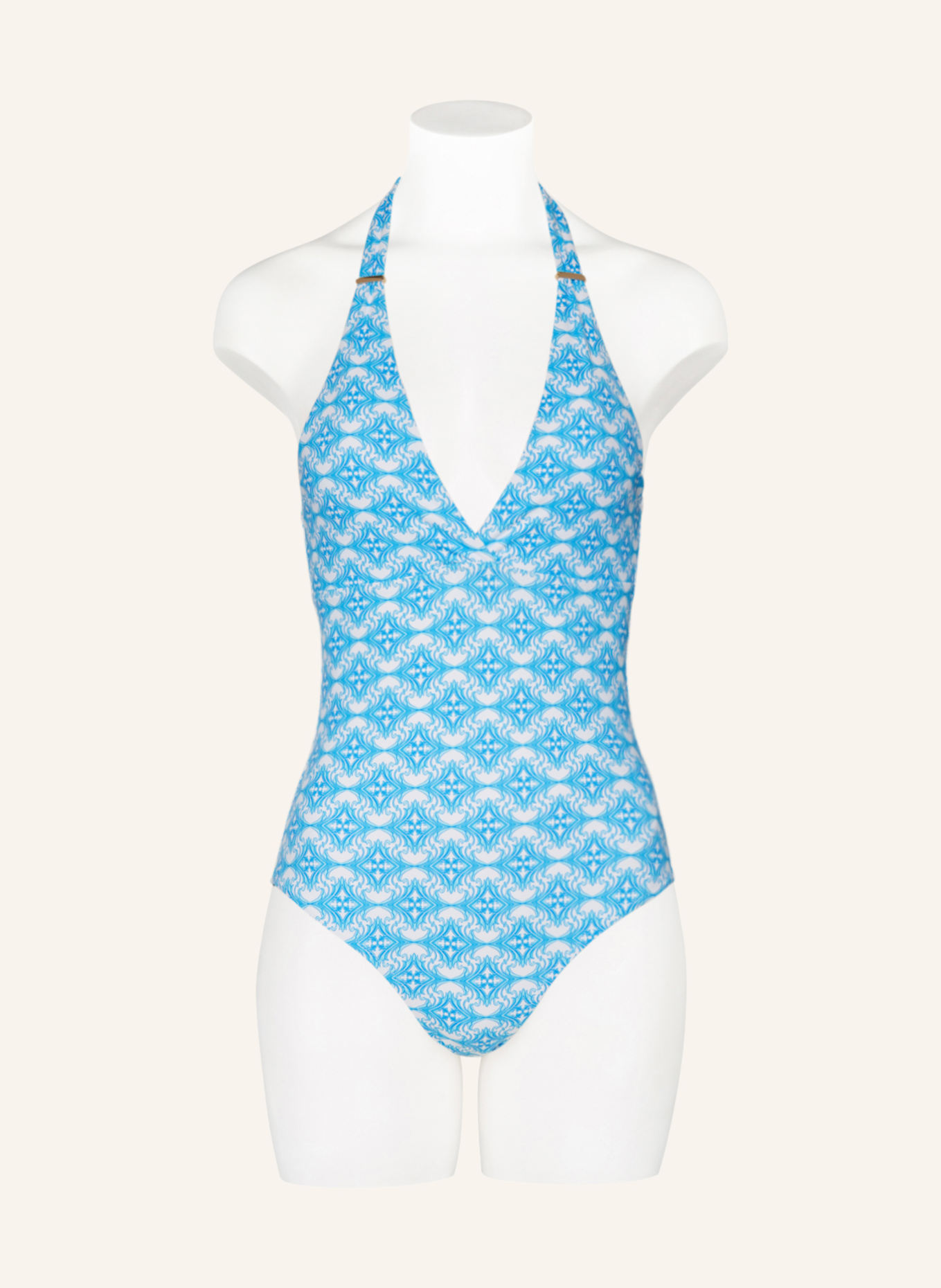 MELISSA ODABASH Halter neck swimsuit RIMINI, Color: LIGHT BLUE/ WHITE (Image 2)