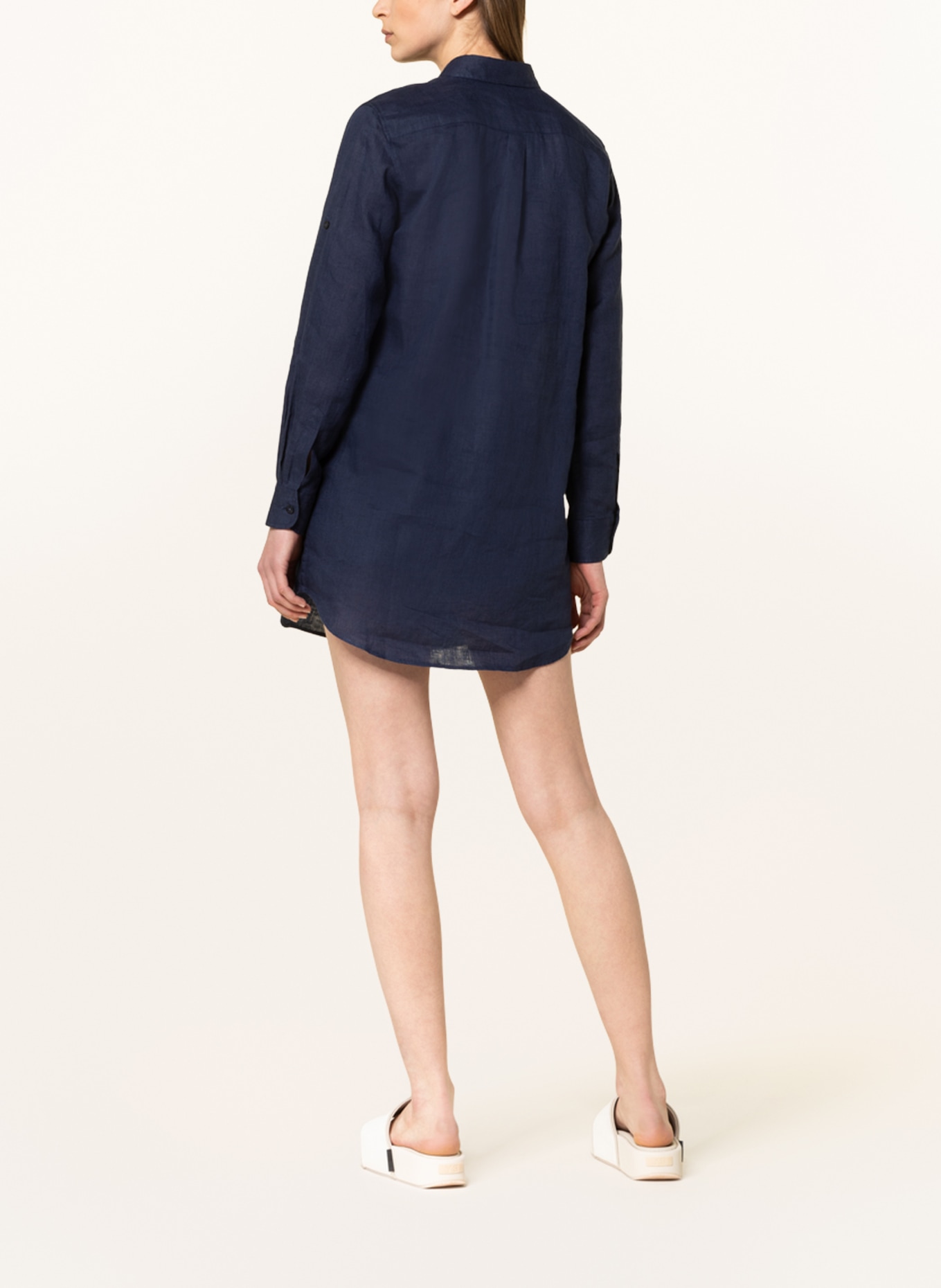 VILEBREQUIN Hemdblusenkleid FRAGANCE aus Leinen: DUNKELBLAU