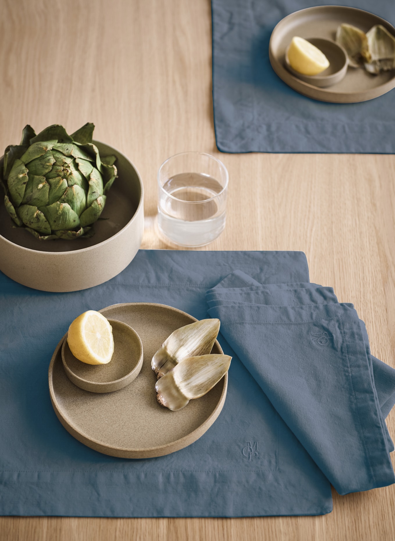 Marc O'Polo Placemats AKALLA with linen, Color: BLUE GRAY (Image 2)