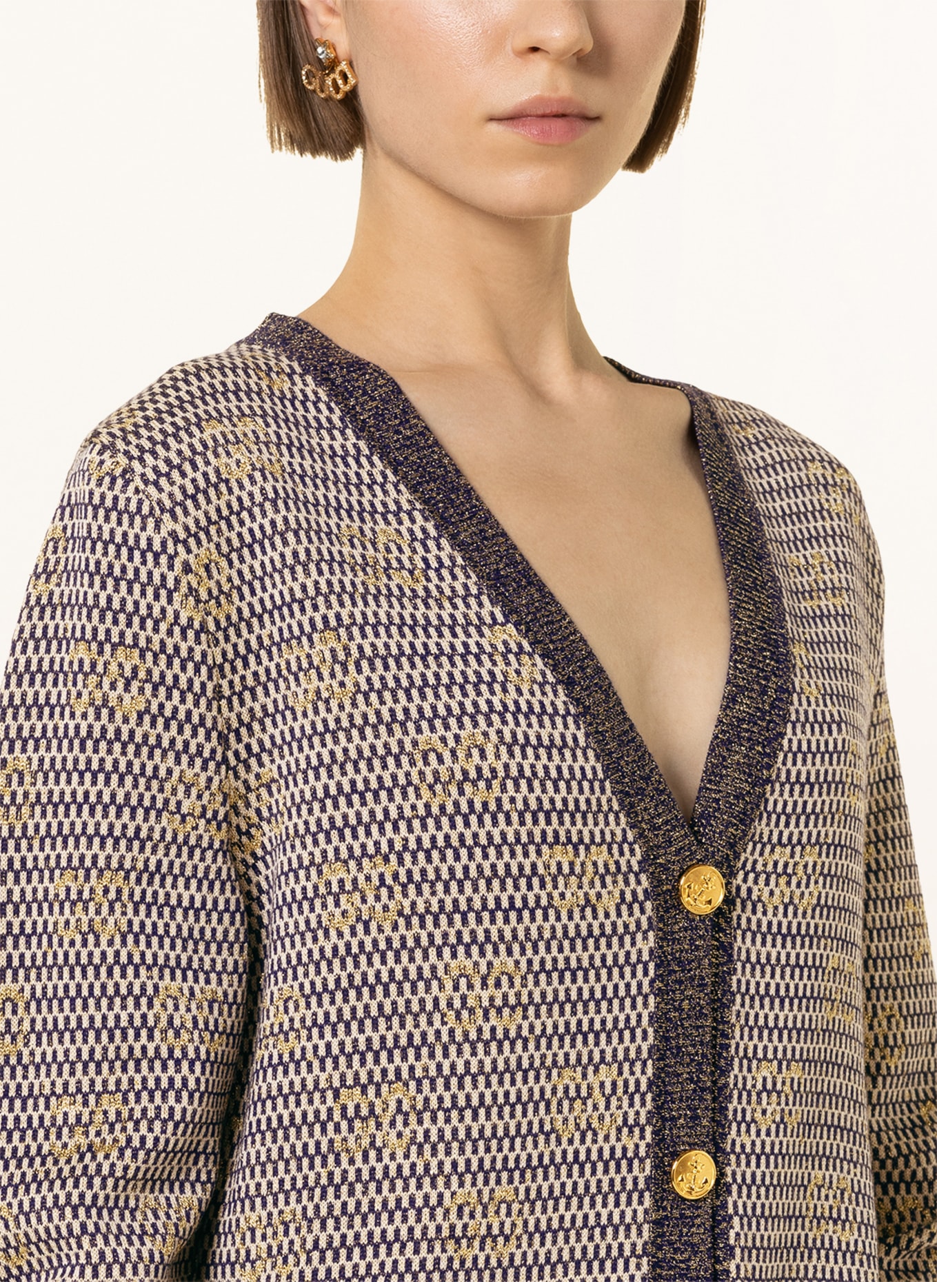GUCCI Cardigan with glitter thread , Color: BLUE/ ROSE/ GOLD (Image 4)