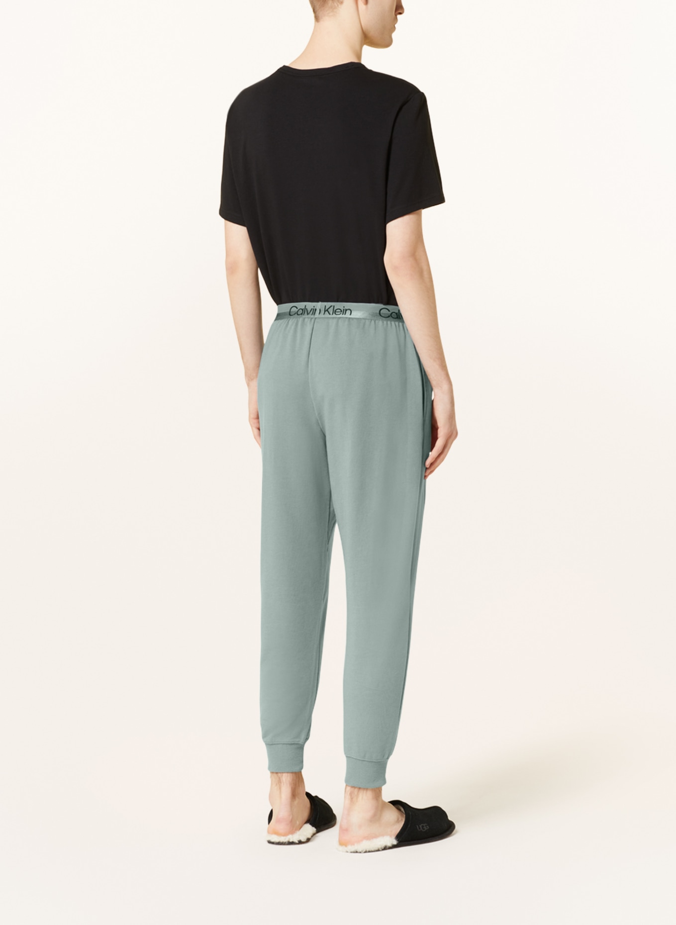 Calvin Klein Pohodlné domácí kalhoty MODERN STRUCTURE: ČERNOŠEDÁ