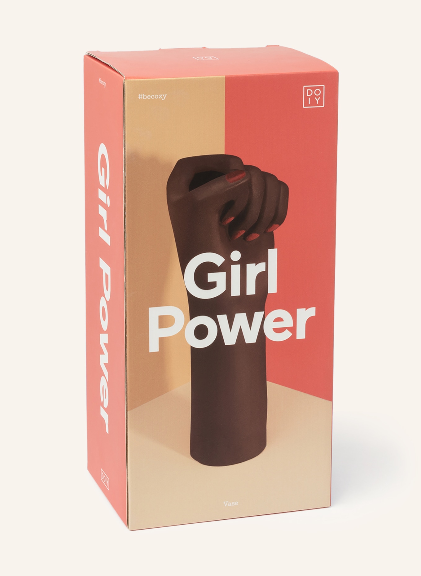 DOIY Váza GIRL POWER: HNĚDÁ / ČERVENÁ