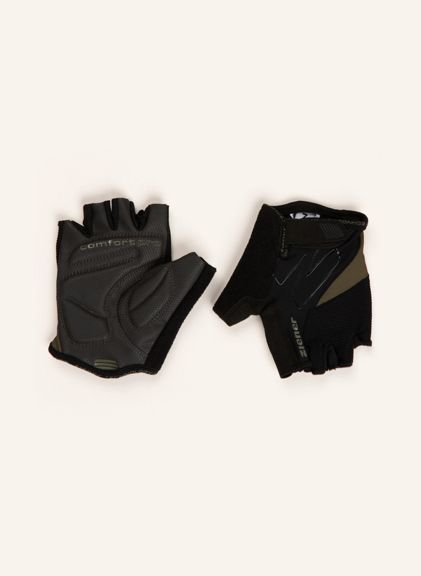 Cycling khaki gloves in black/ ziener CRAVE