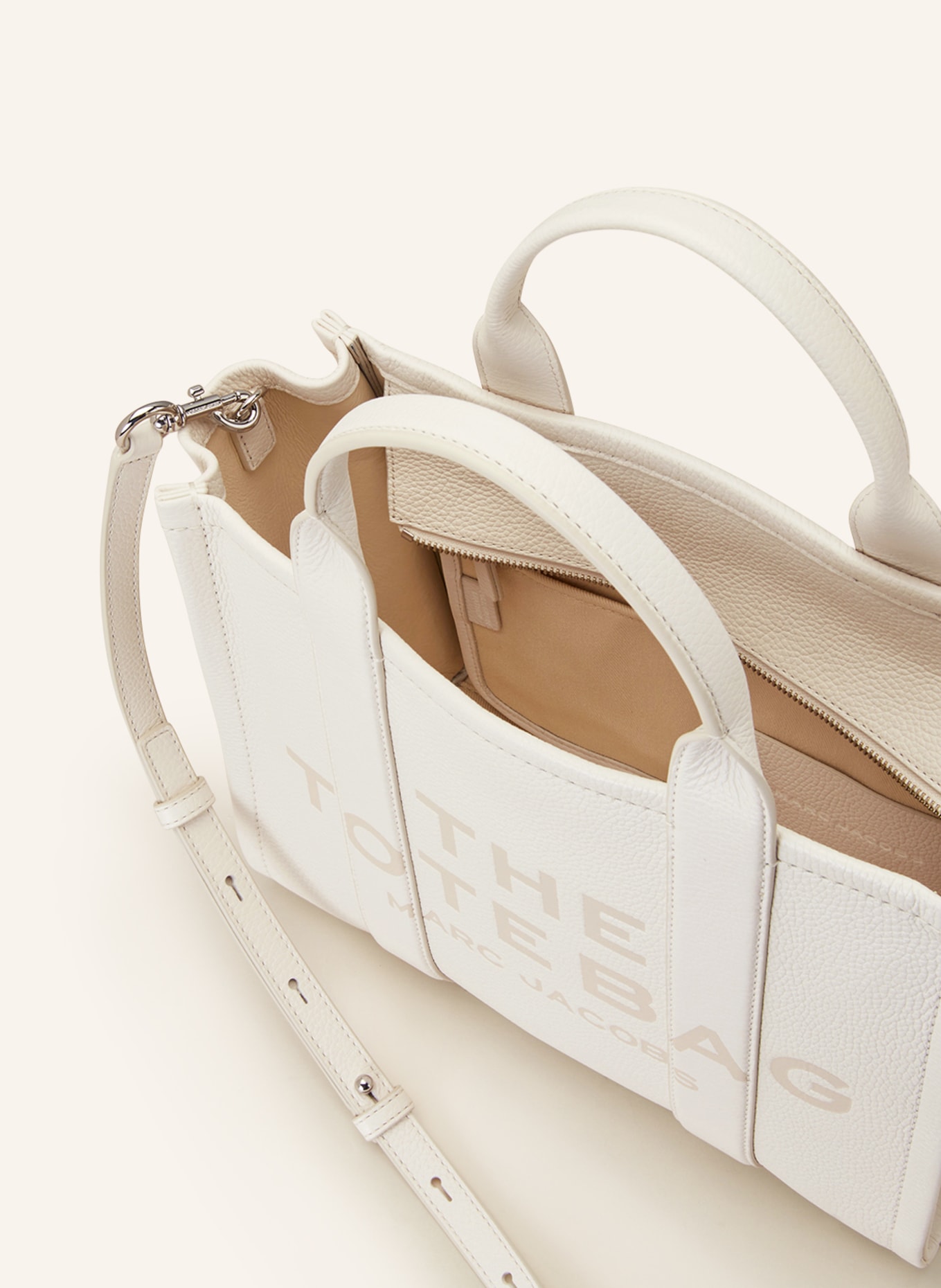 MARC JACOBS Shopper THE MEDIUM TOTE BAG LEATHER, Color: WHITE (Image 3)