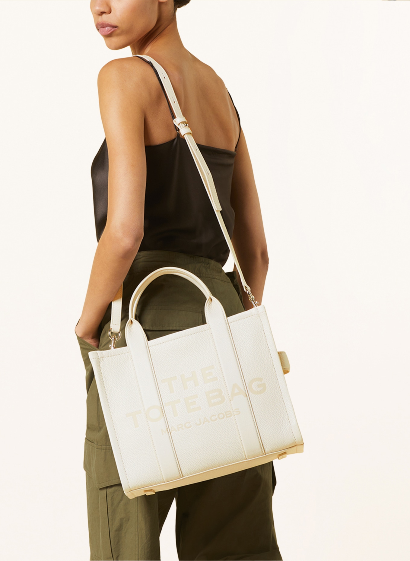 MARC JACOBS Shopper THE MEDIUM TOTE BAG LEATHER, Color: WHITE (Image 4)