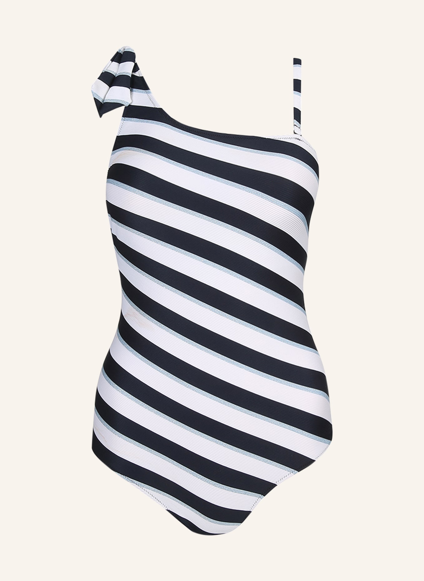MARIE JO One-Shoulder-Badeanzug SITGES mit Glitzergarn, Farbe: WEISS/ DUNKELBLAU/ HELLBLAU (Bild 1)