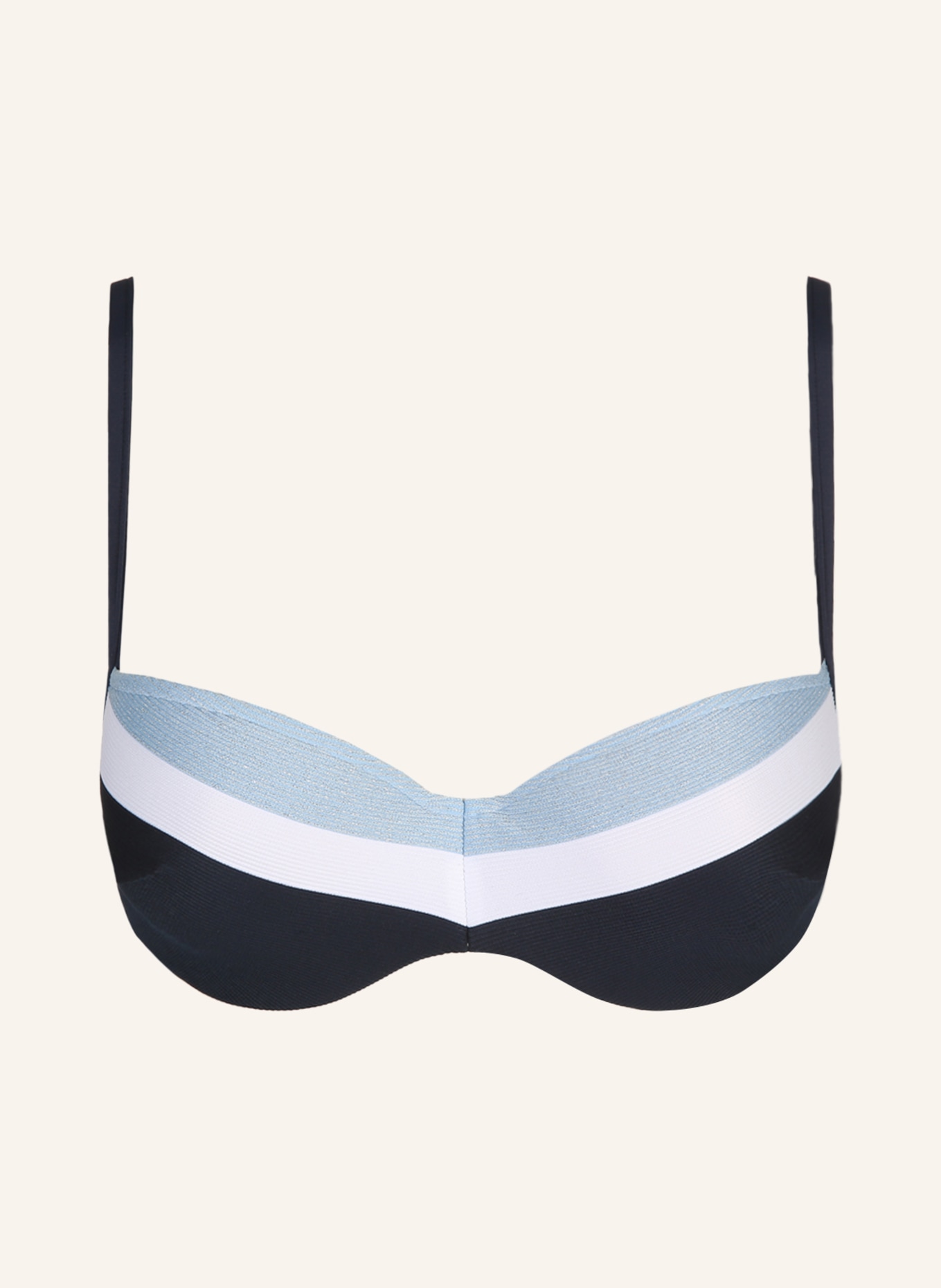 MARIE JO Balconette bikini top SITGES with glitter thread , Color: LIGHT BLUE/ DARK BLUE/ WHITE (Image 1)