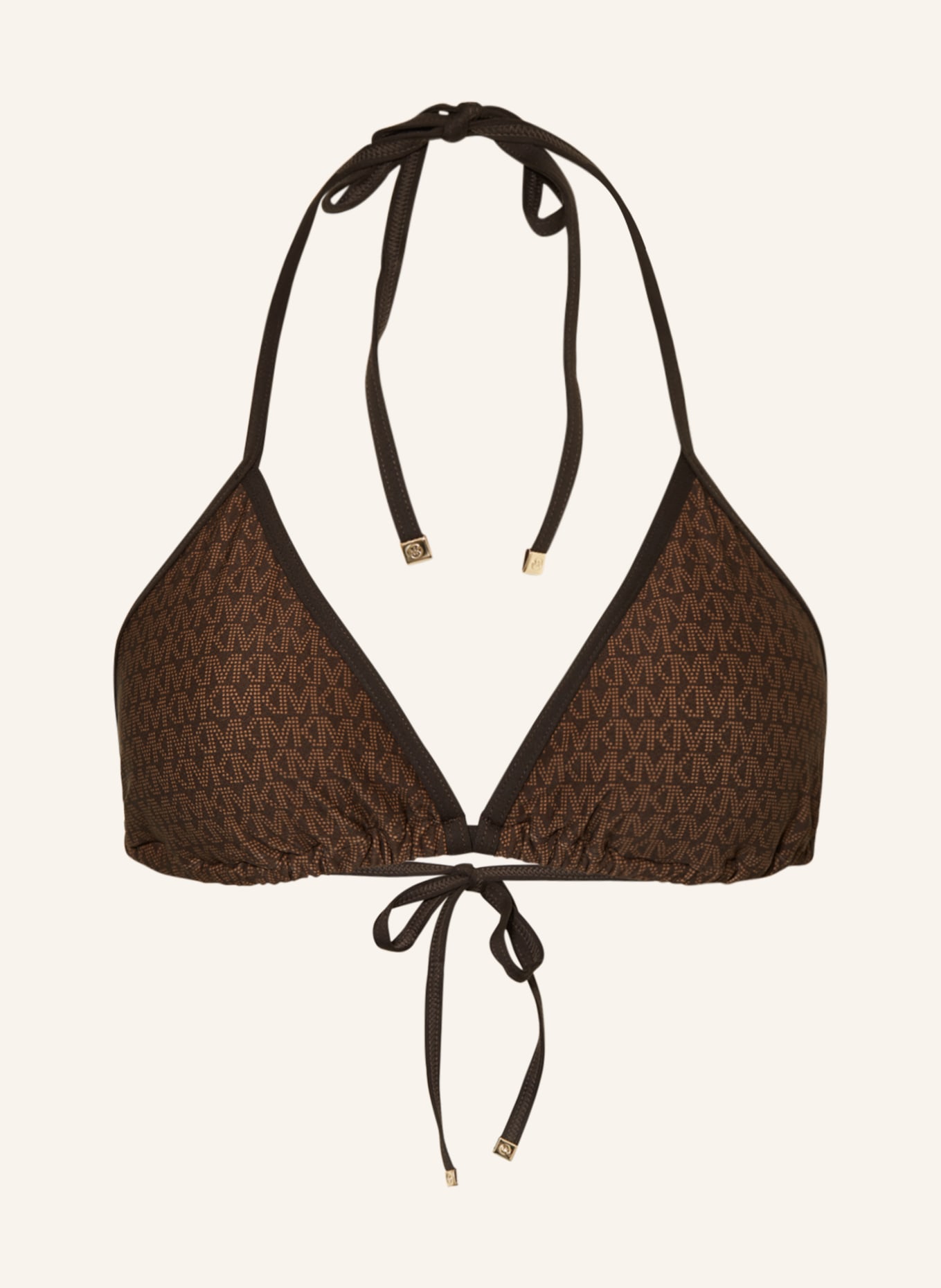 MICHAEL KORS Triangle bikini top SIGNATURE LOGO, Color: BROWN/ DARK BROWN (Image 1)