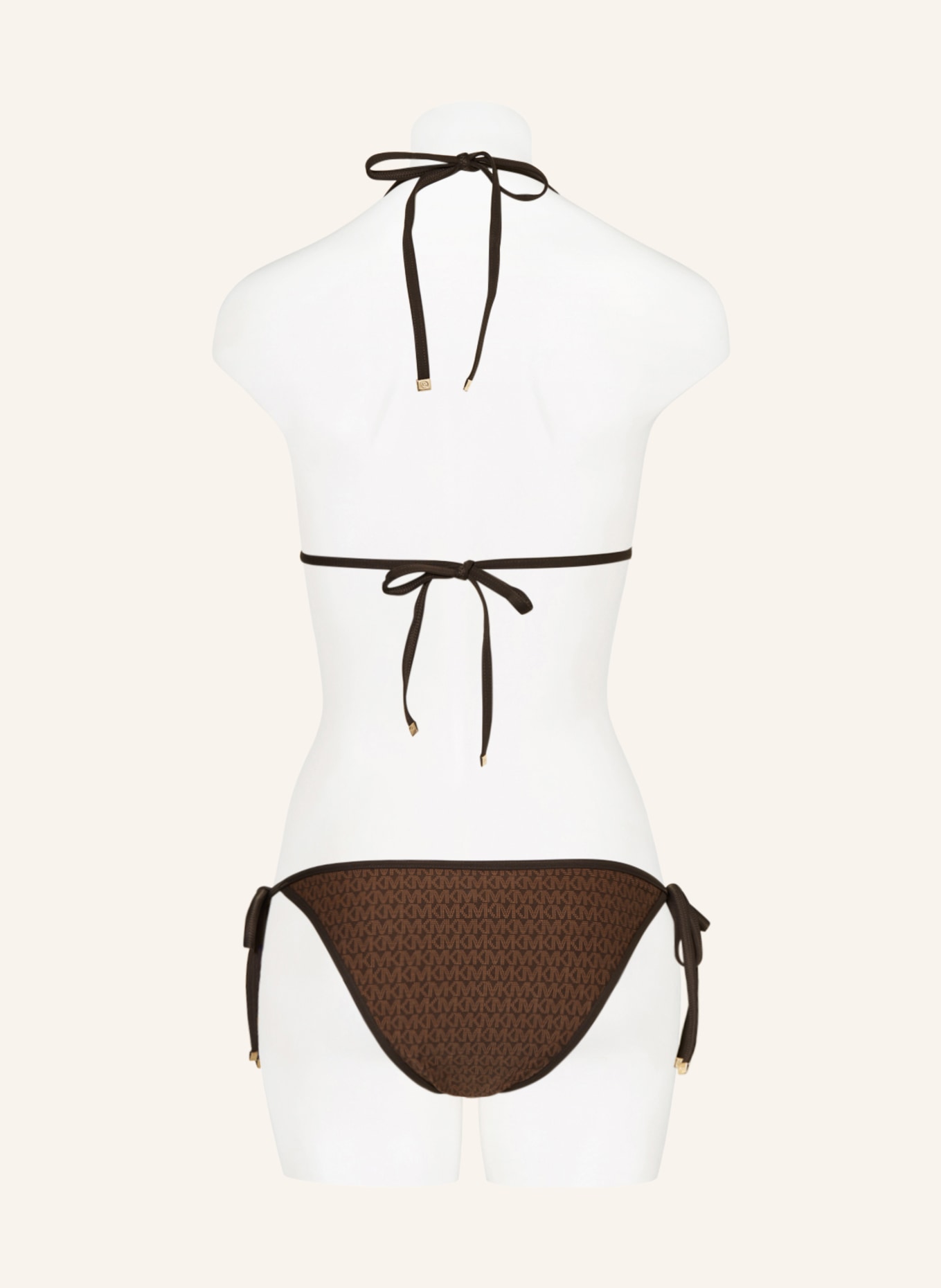 MICHAEL KORS Triangle bikini top SIGNATURE LOGO, Color: BROWN/ DARK BROWN (Image 3)