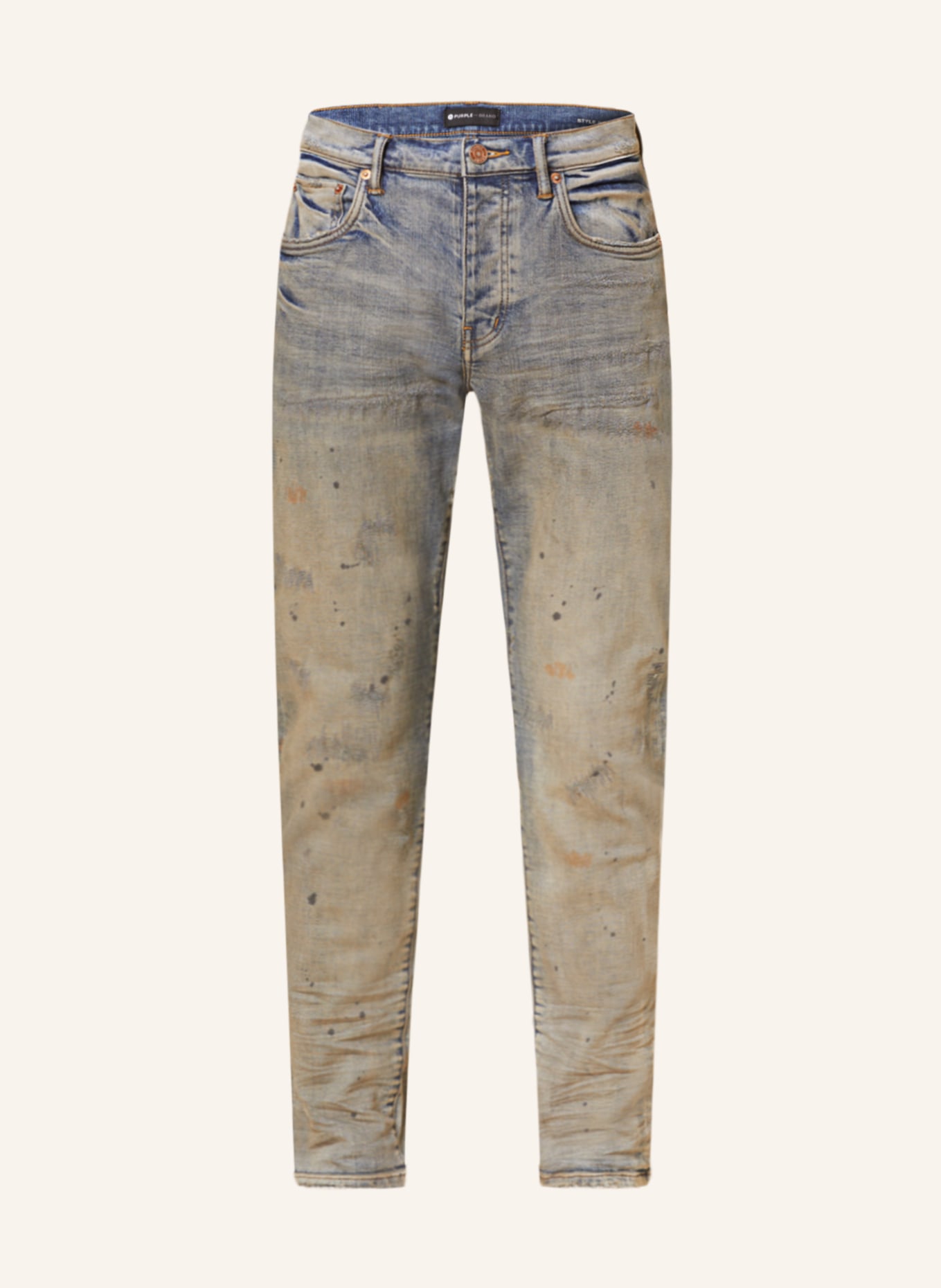 Oil-splashed Skinny Fit Jeans In Indigo Oil