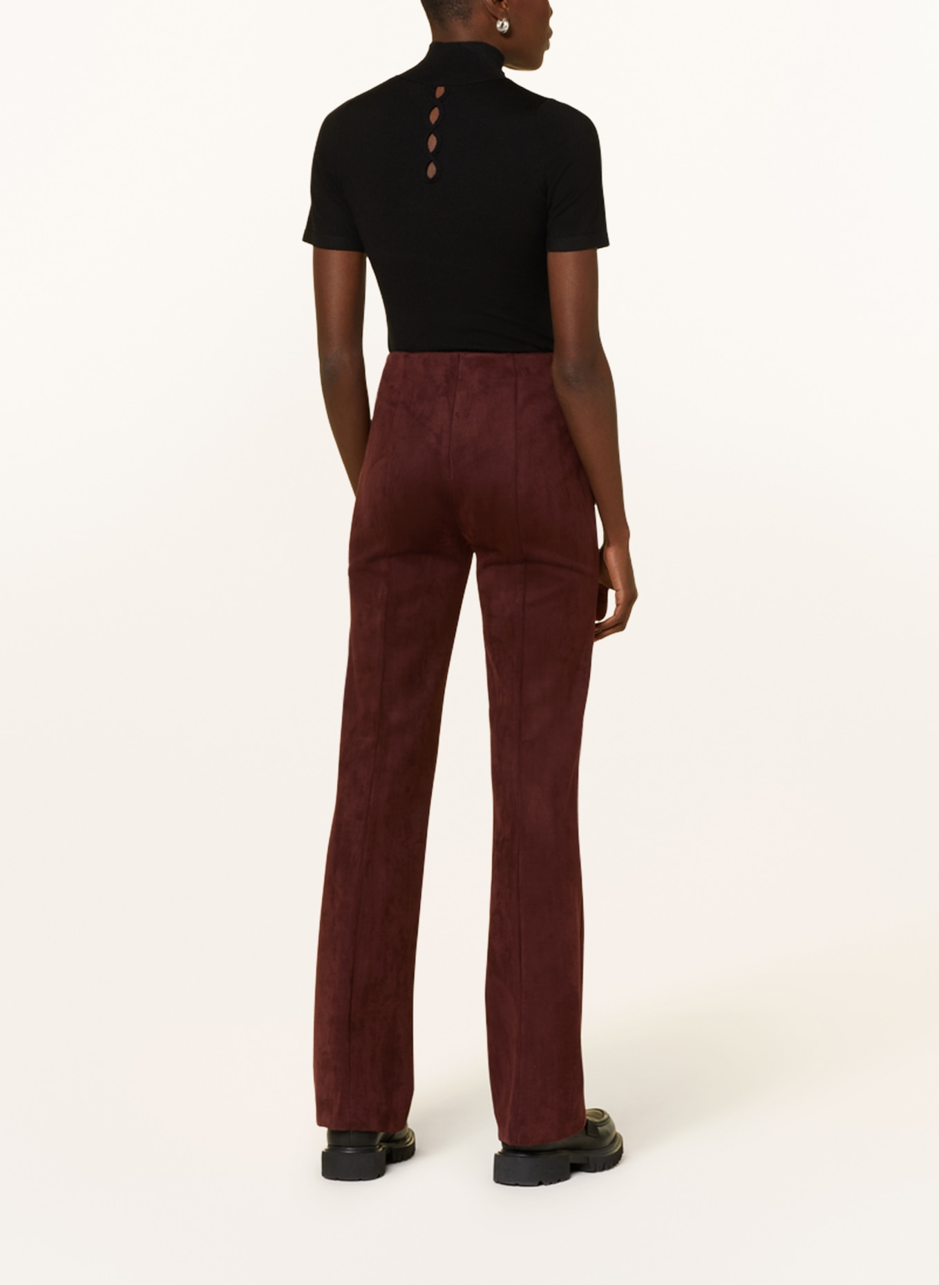 DRYKORN Wide leg trousers ALIVE in leather look, Color: DARK RED (Image 3)