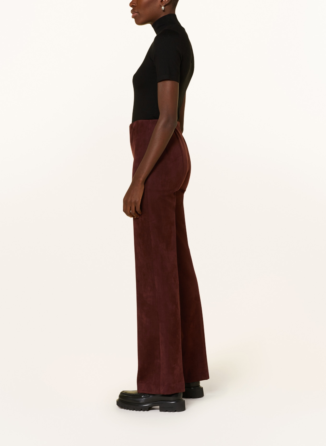 DRYKORN Wide leg trousers ALIVE in leather look, Color: DARK RED (Image 4)