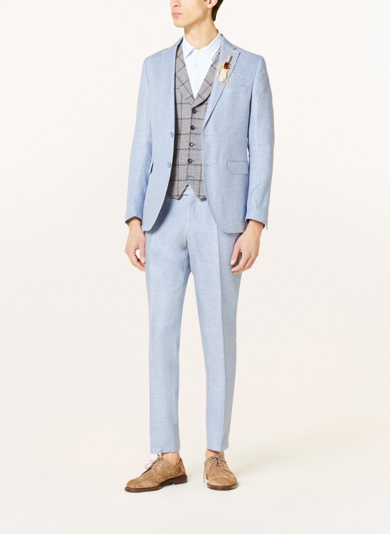 CG - CLUB of GENTS Suit jacket CG PAUL slim fit with linen, Color: 61 BLAU HELL (Image 2)