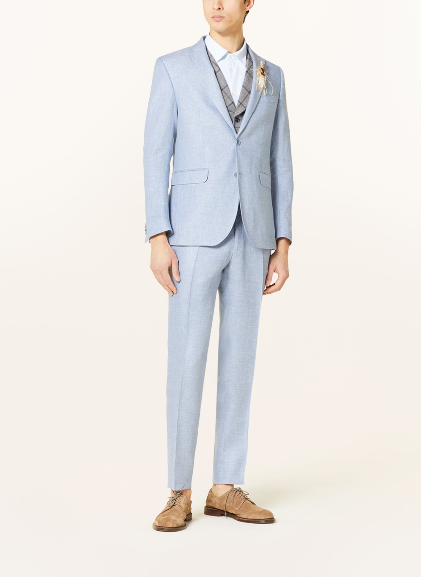 CG - CLUB of GENTS Suit jacket CG PAUL slim fit with linen, Color: 61 BLAU HELL (Image 3)