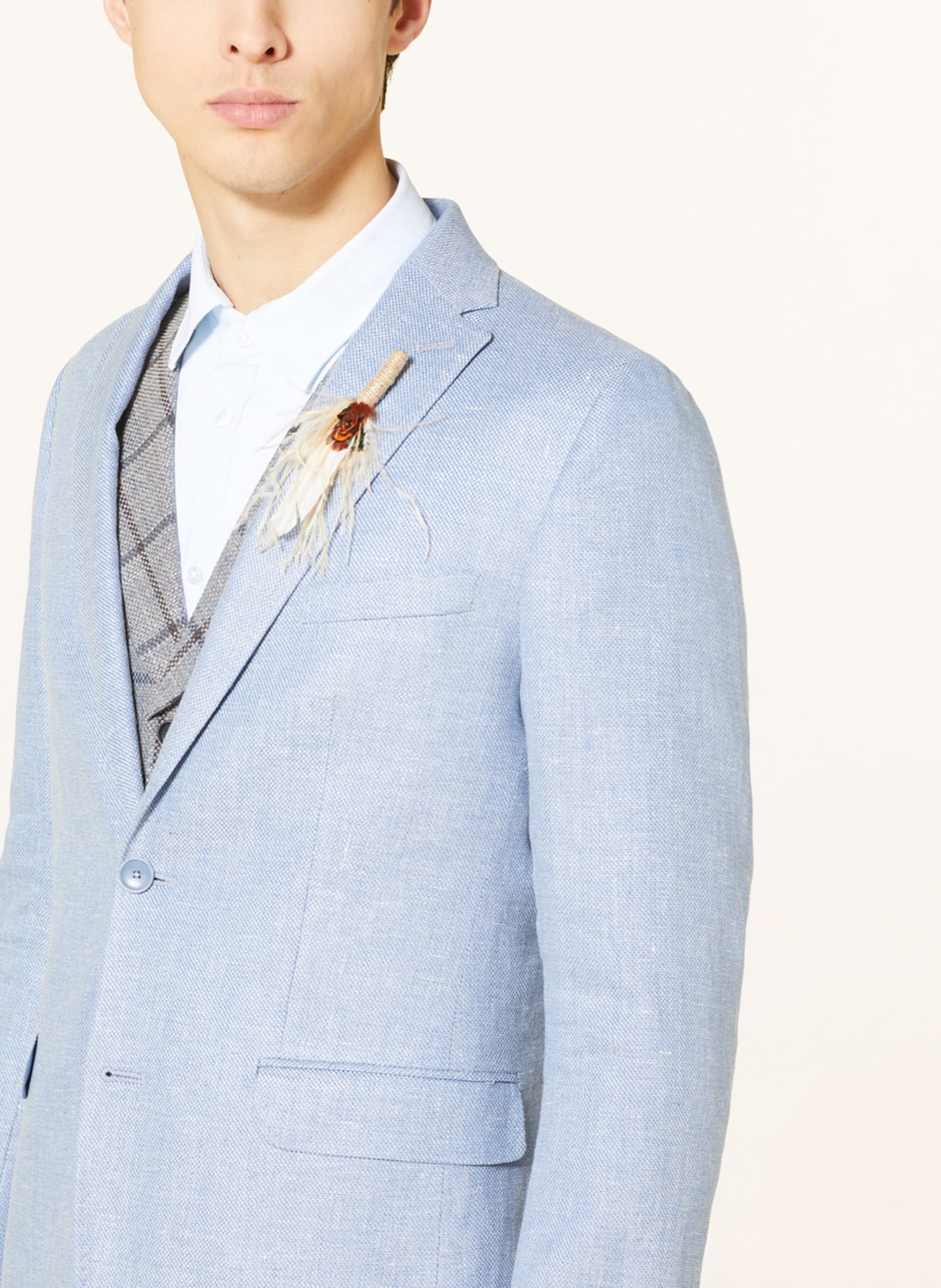 CG - CLUB of GENTS Suit jacket CG PAUL slim fit with linen, Color: 61 BLAU HELL (Image 6)