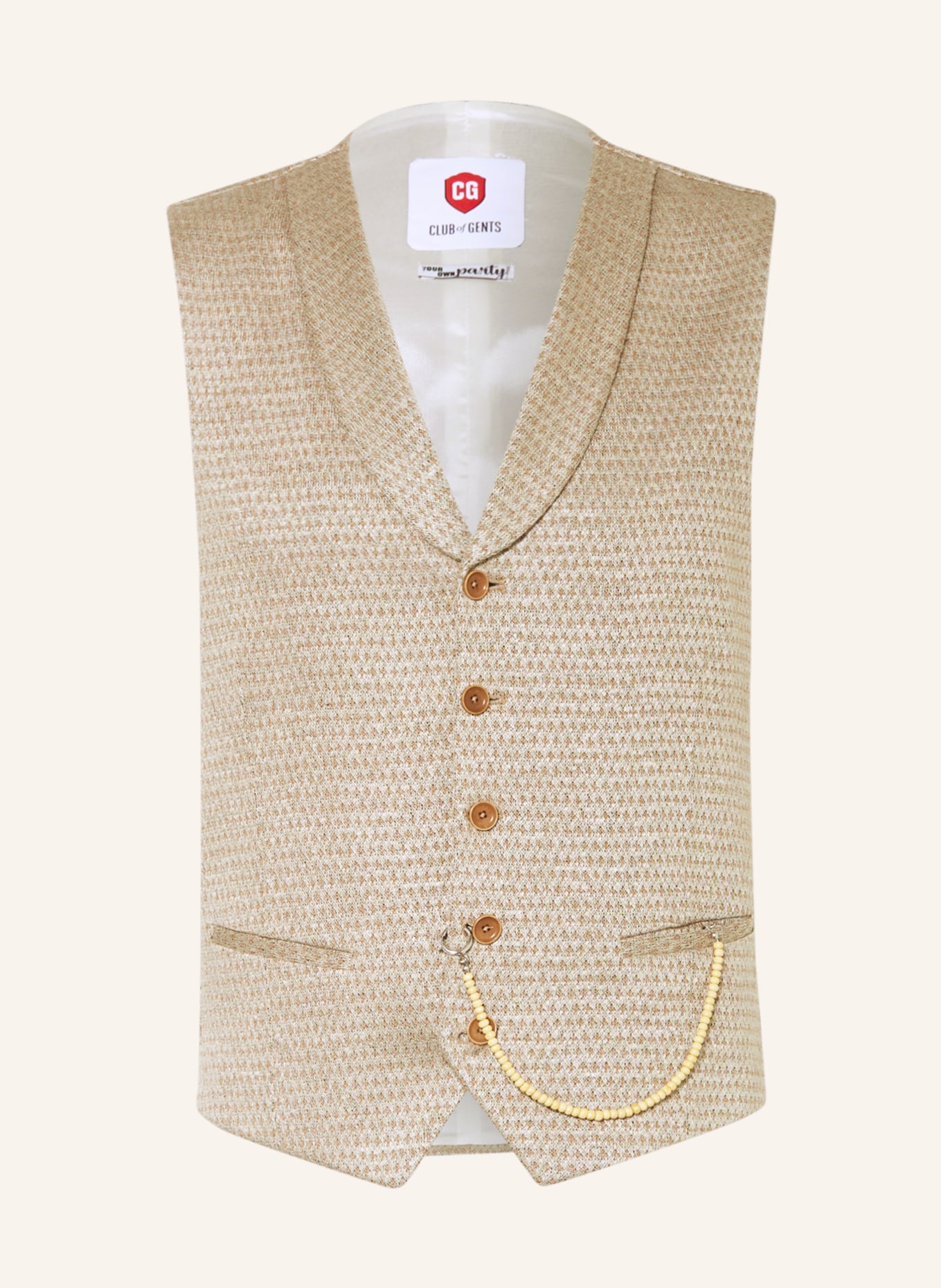 CG - CLUB of GENTS Suit vest CG PEER slim fit, Color: BEIGE/ LIGHT BROWN (Image 1)