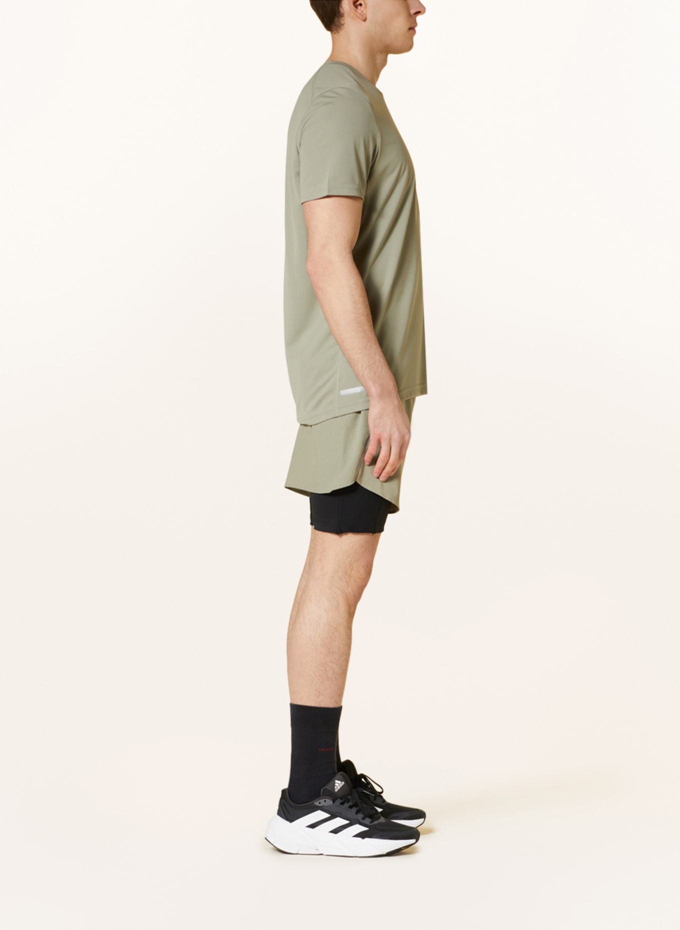adidas 2-in-1 running shorts DESIGN FOR RUNNING in olive