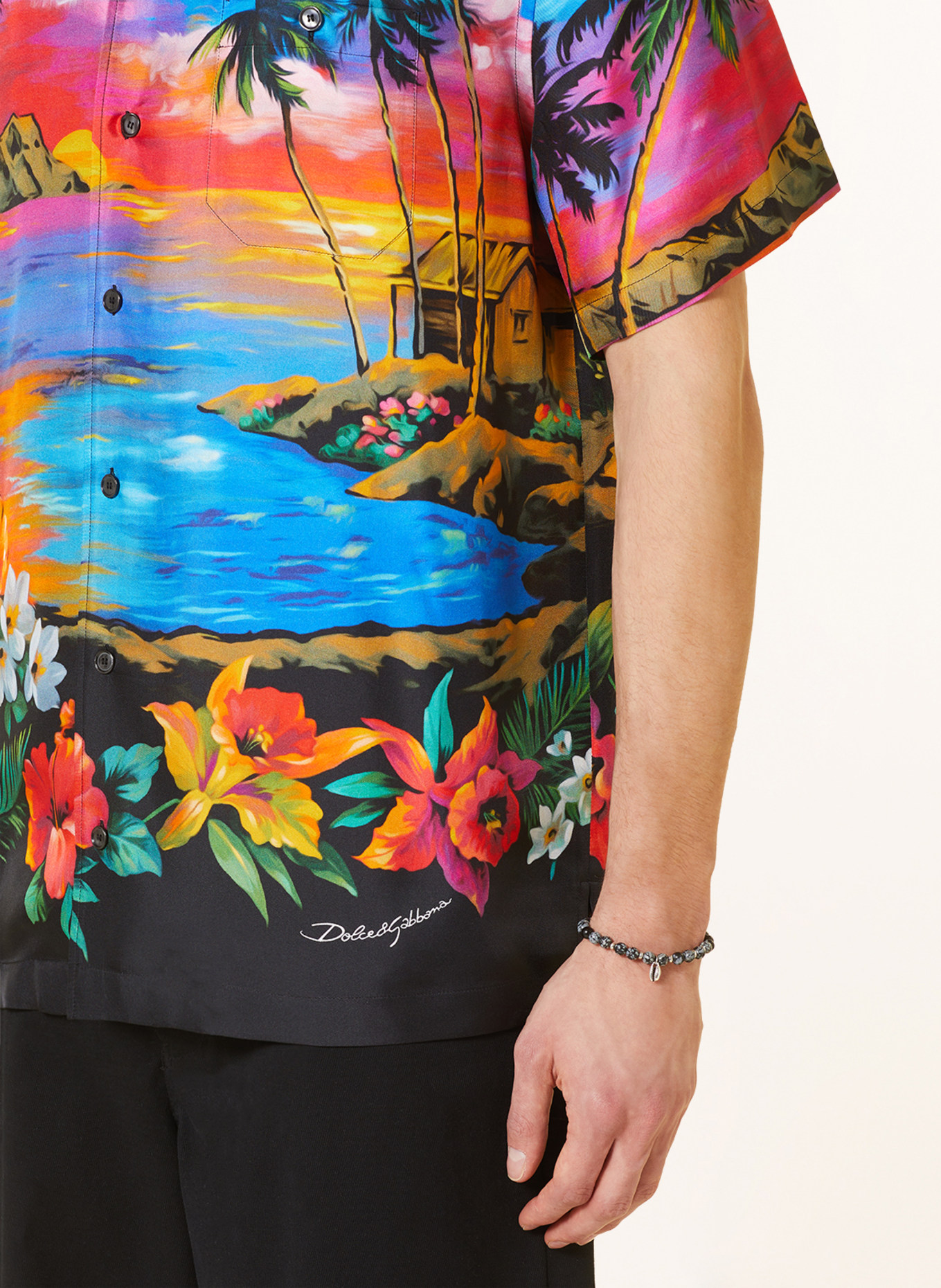 DOLCE & GABBANA Resorthemd Hawaii Fit aus Seide, Farbe: BLAU/ SCHWARZ/ ROT (Bild 4)