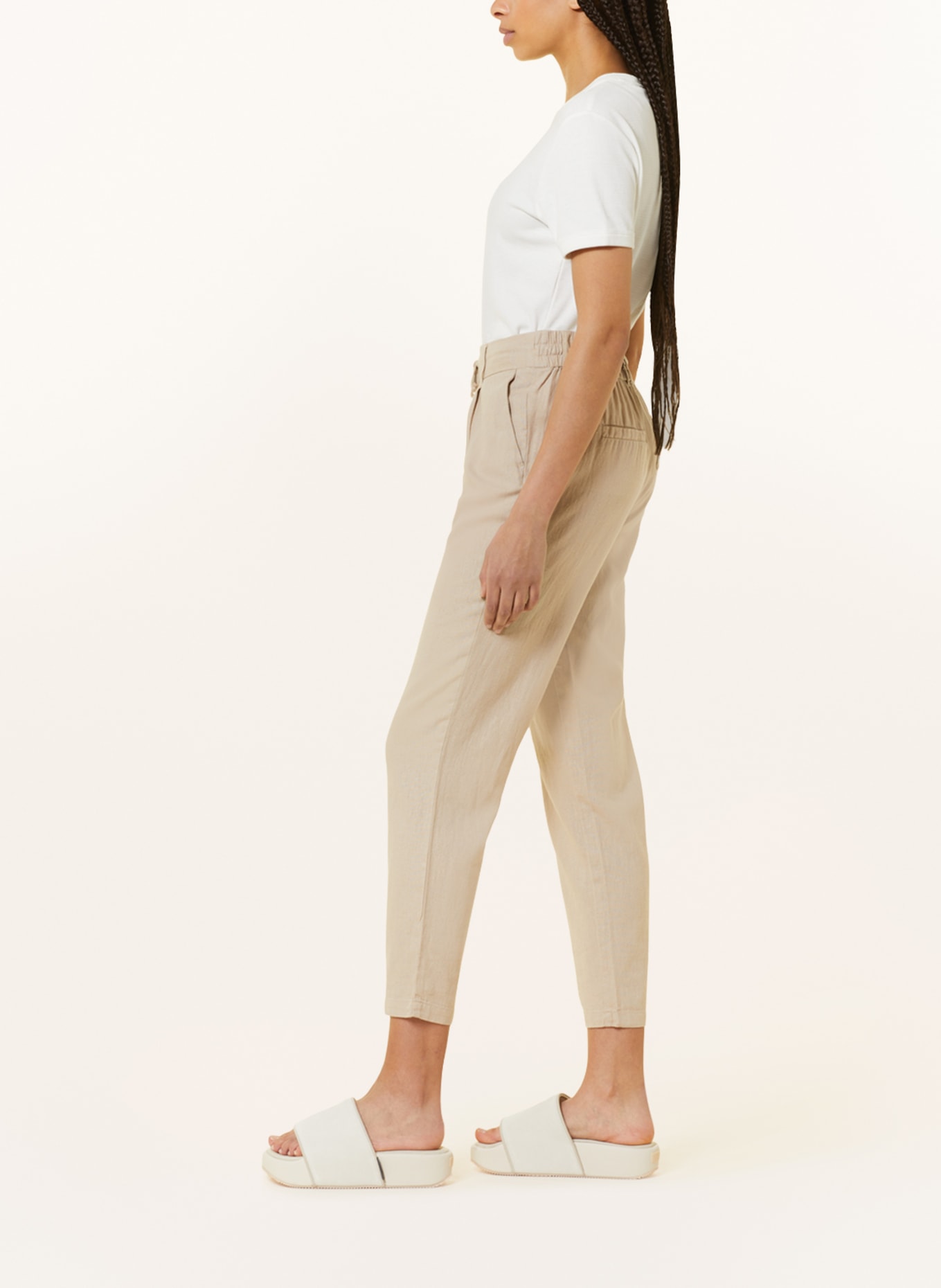 ONLY Trousers with linen, Color: BEIGE (Image 4)