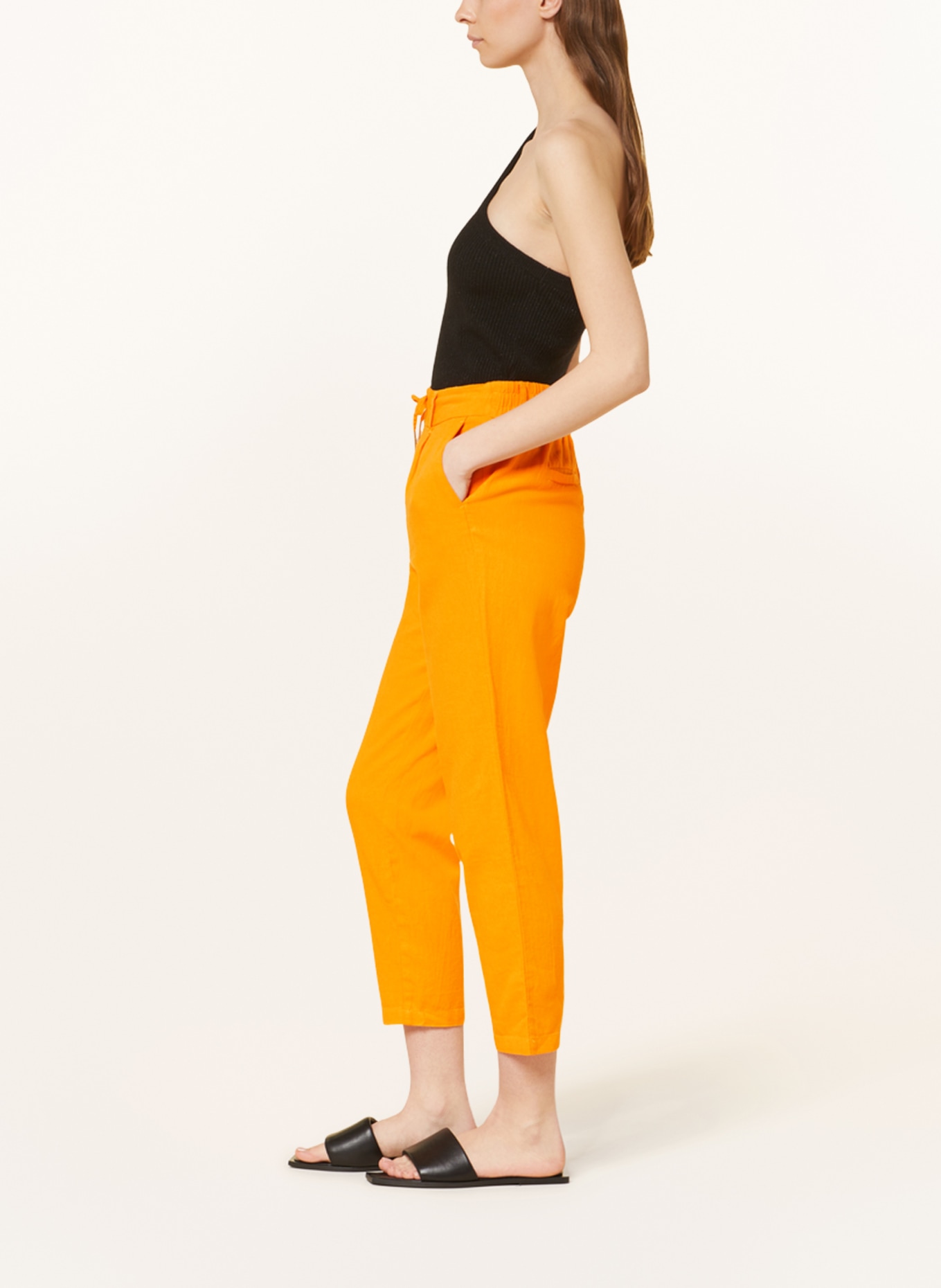 ONLY Trousers with linen, Color: ORANGE (Image 4)