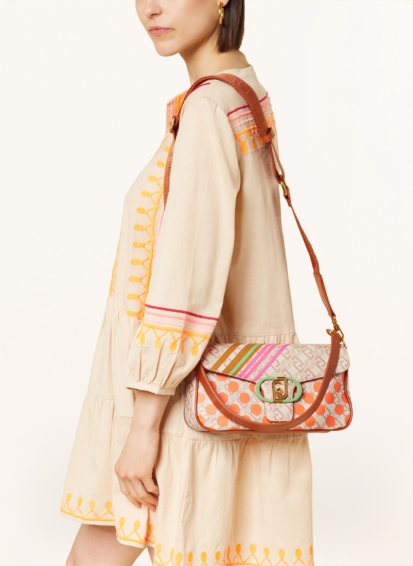 LIU JO Crossbody bag, Color: BEIGE/ CREAM/ ORANGE (Image 4)