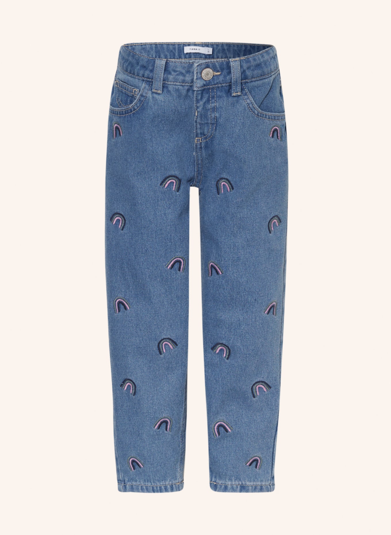 name it Jeans Mom Fit mit Stickereien: MEDIUM BLUE DENIM