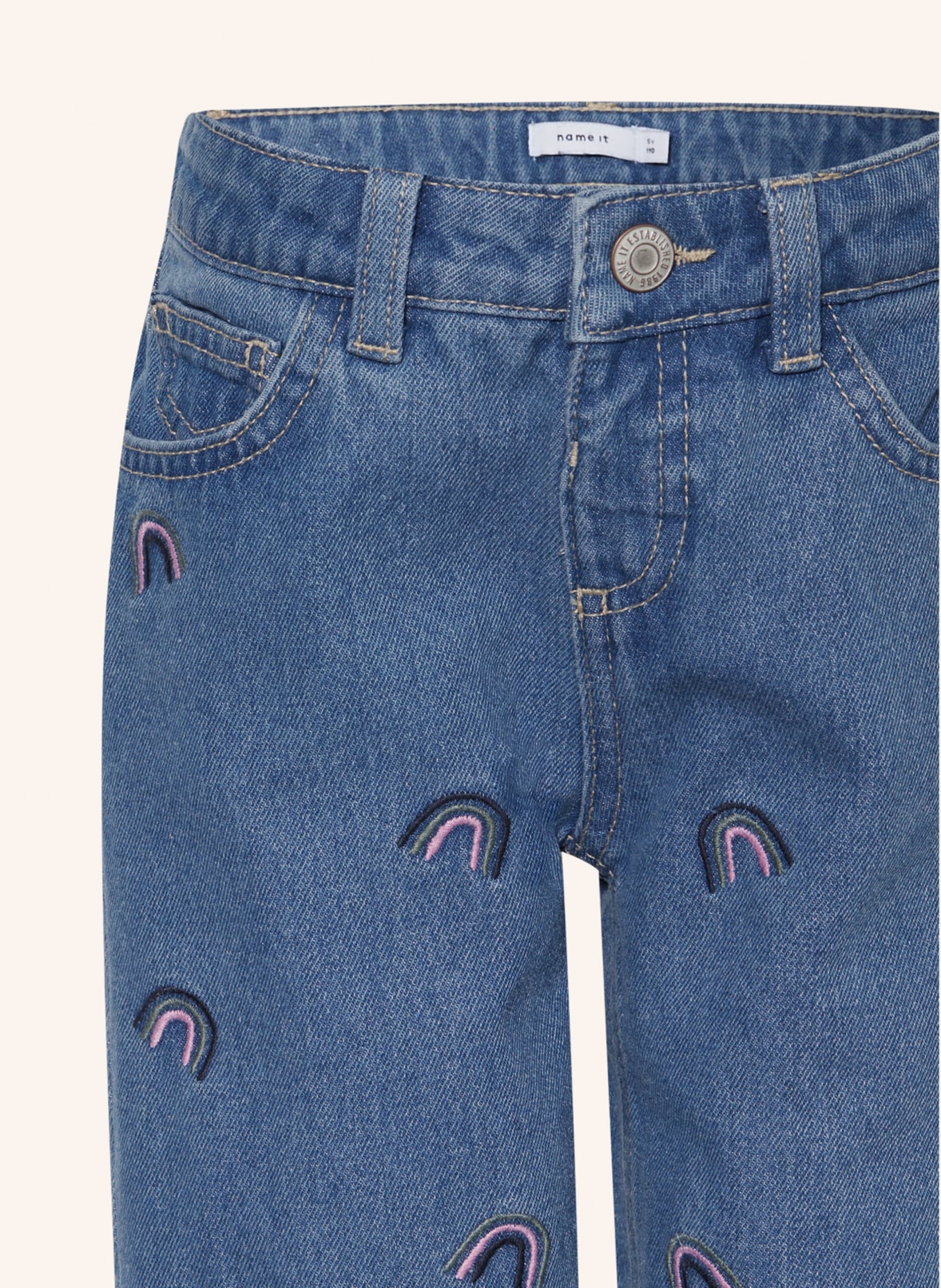 name it Jeans Mom Fit mit Stickereien: MEDIUM BLUE DENIM