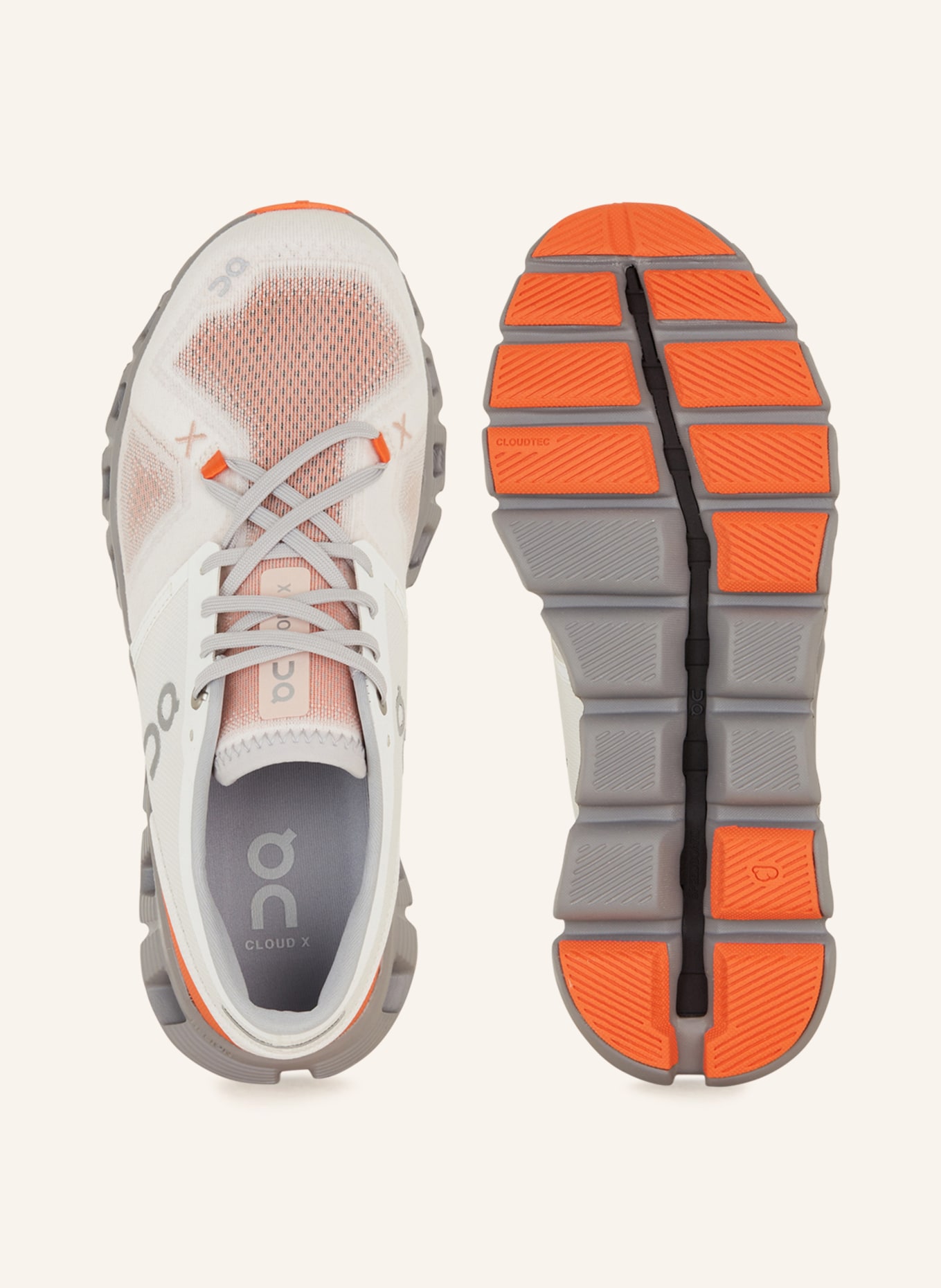 On Fitness shoes CLOUD X 3, Color: WHITE/ ORANGE (Image 5)