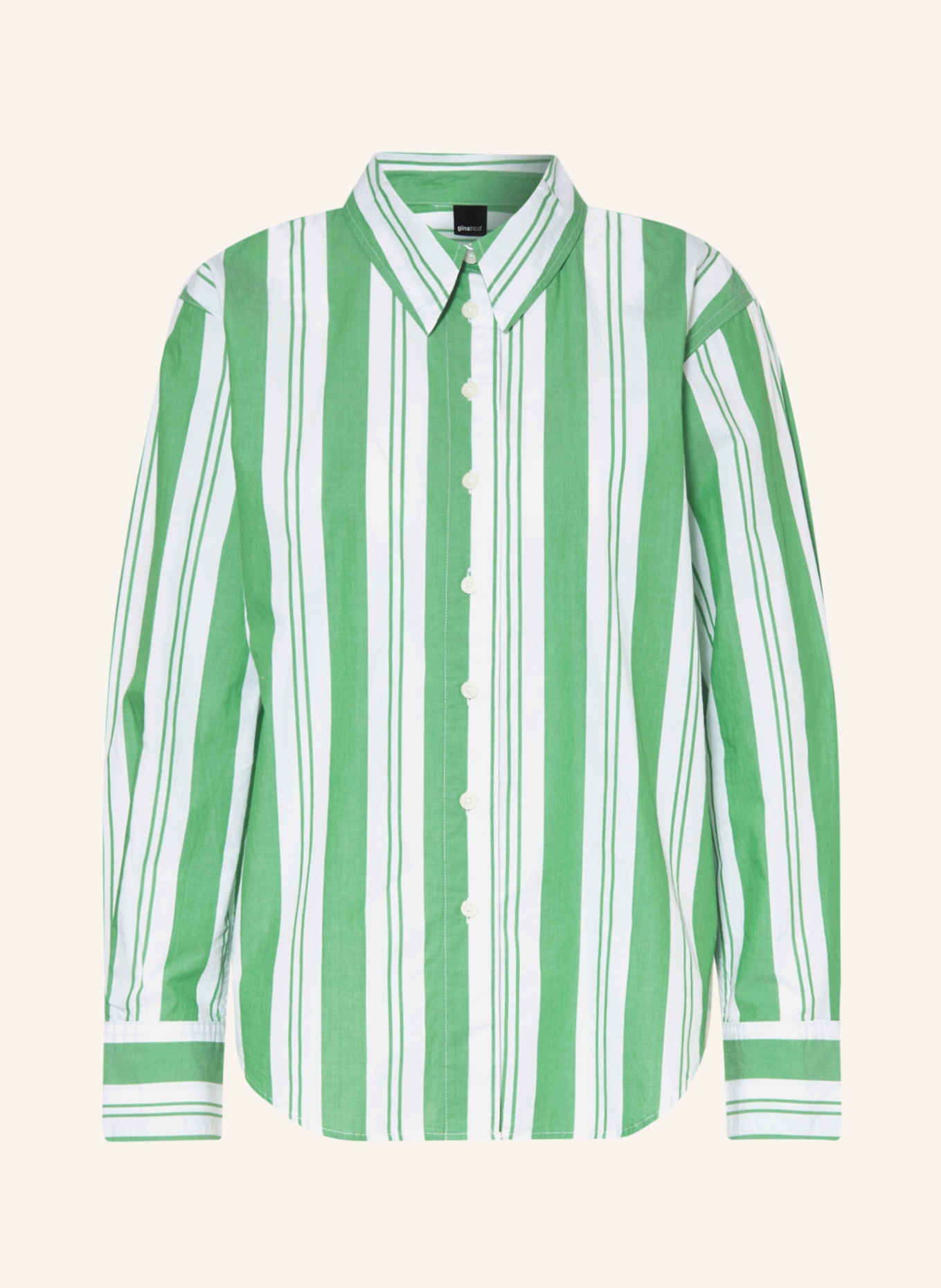 gina tricot Shirt blouse ANNA in green/ white