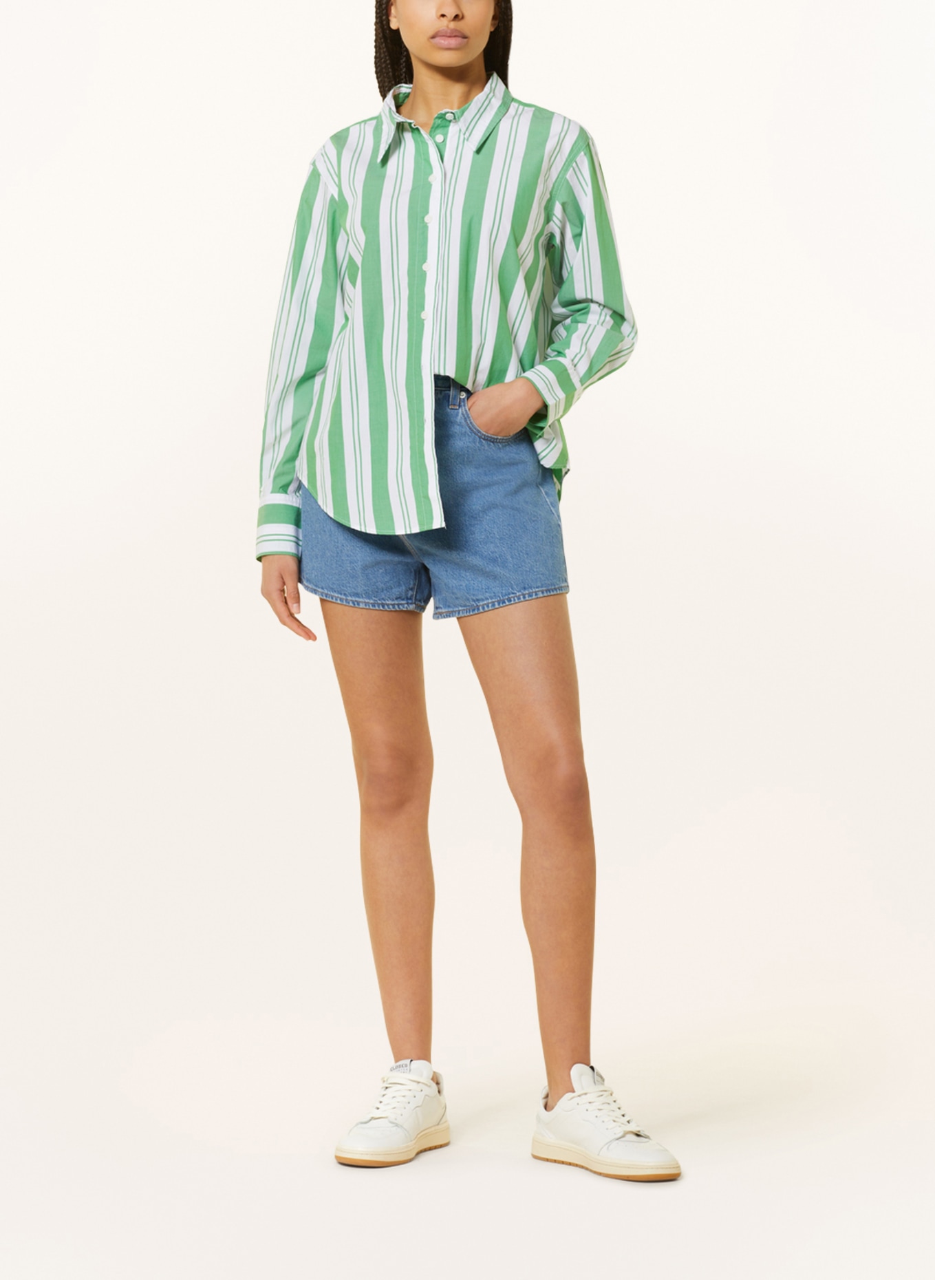 gina tricot Shirt blouse ANNA, Color: GREEN/ WHITE (Image 2)