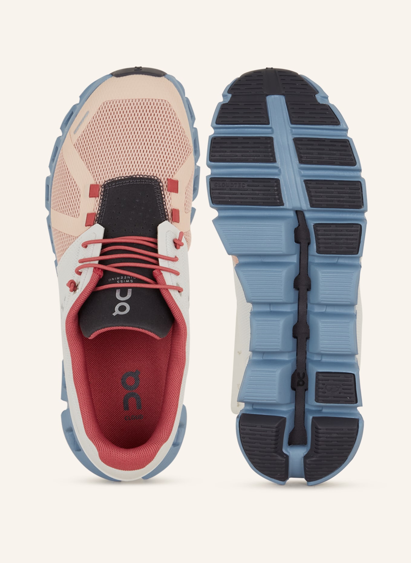 On Sneaker CLOUD 5, Farbe: NUDE/ HELLGRAU/ DUNKELGRAU (Bild 5)