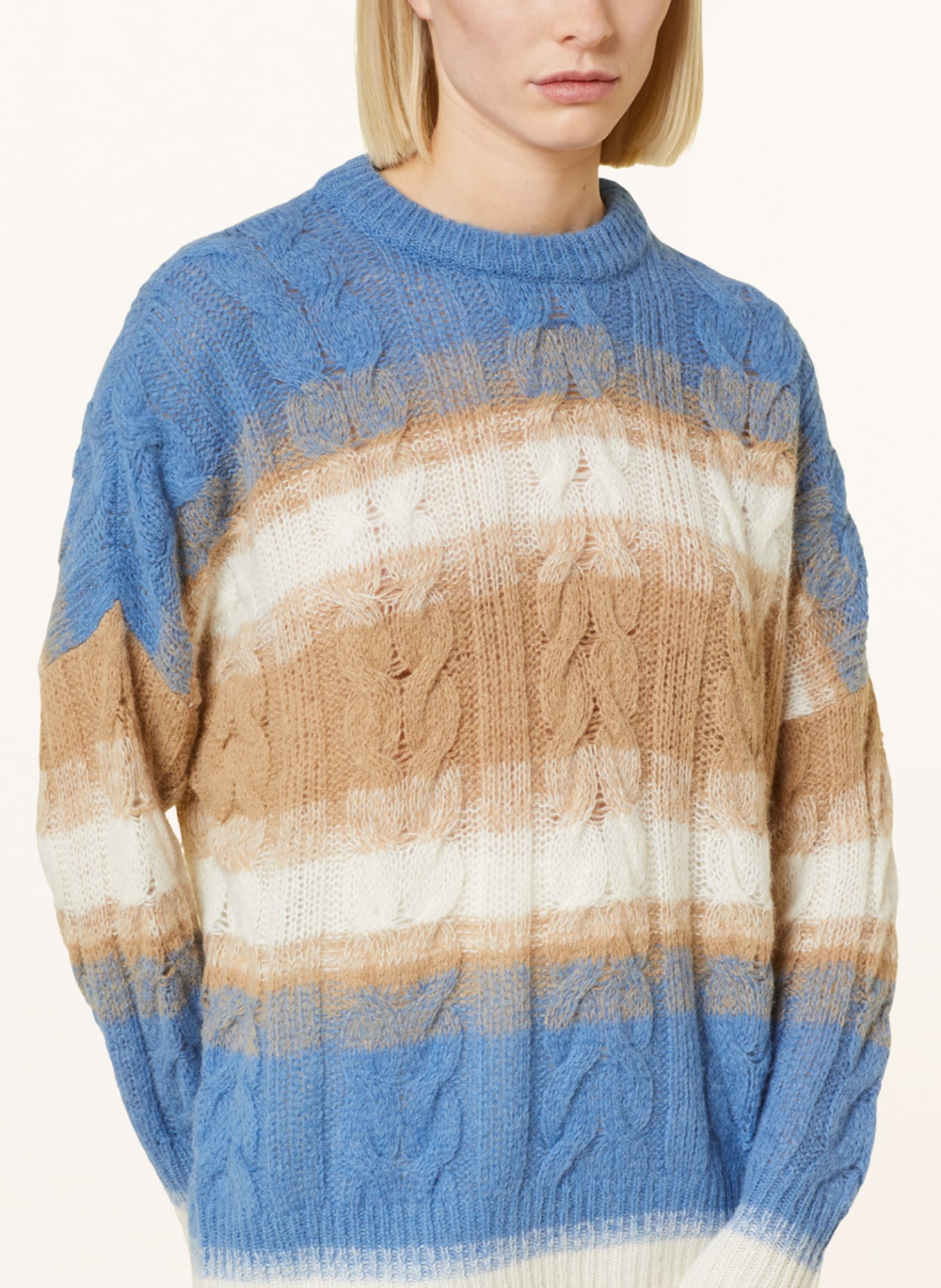 BOSS Sweater FALGUNI with alpaca, Color: LIGHT BLUE/ CREAM (Image 4)