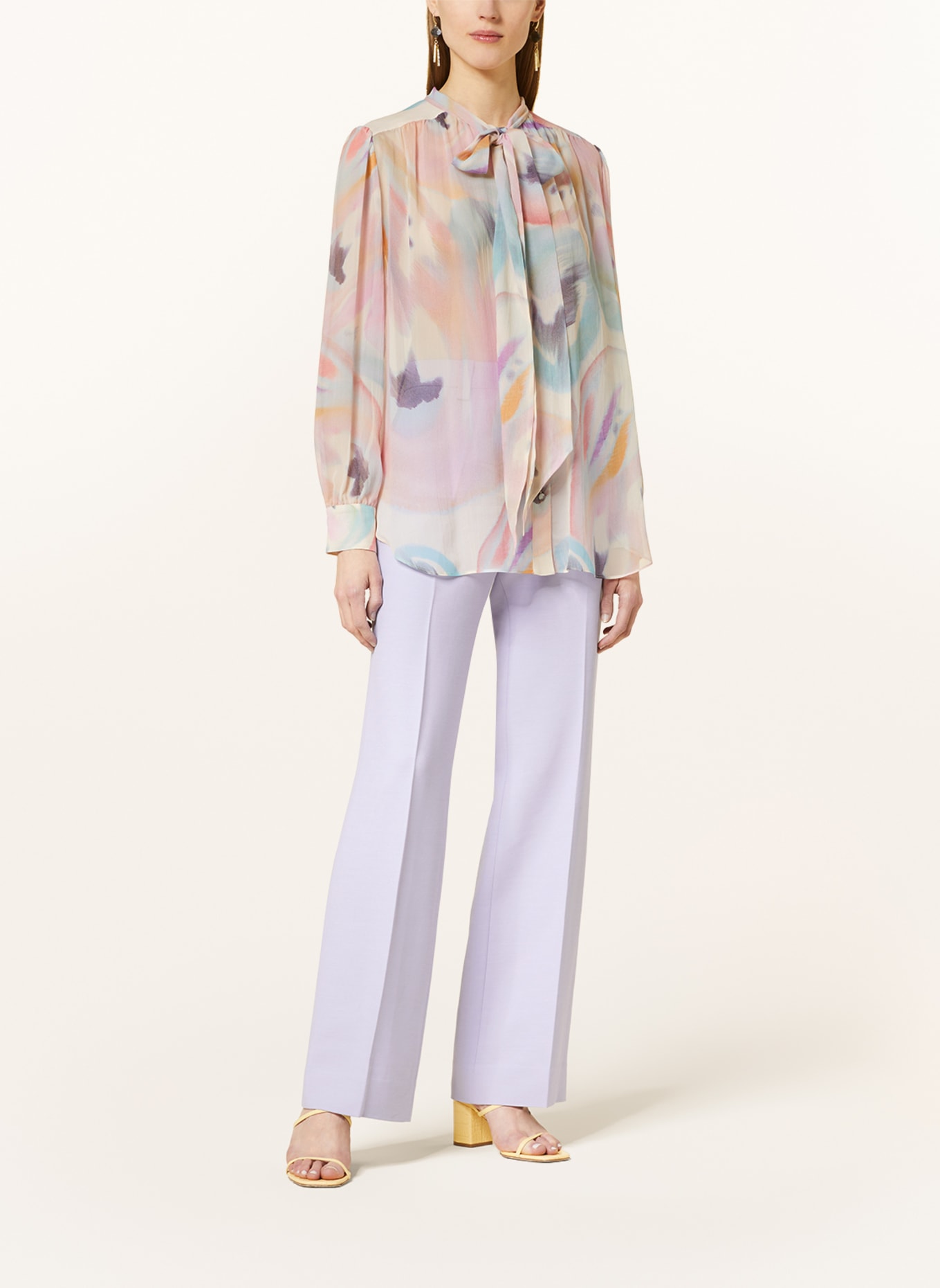 ETRO Bow-tie blouse in silk, Color: PINK/ CREAM (Image 2)