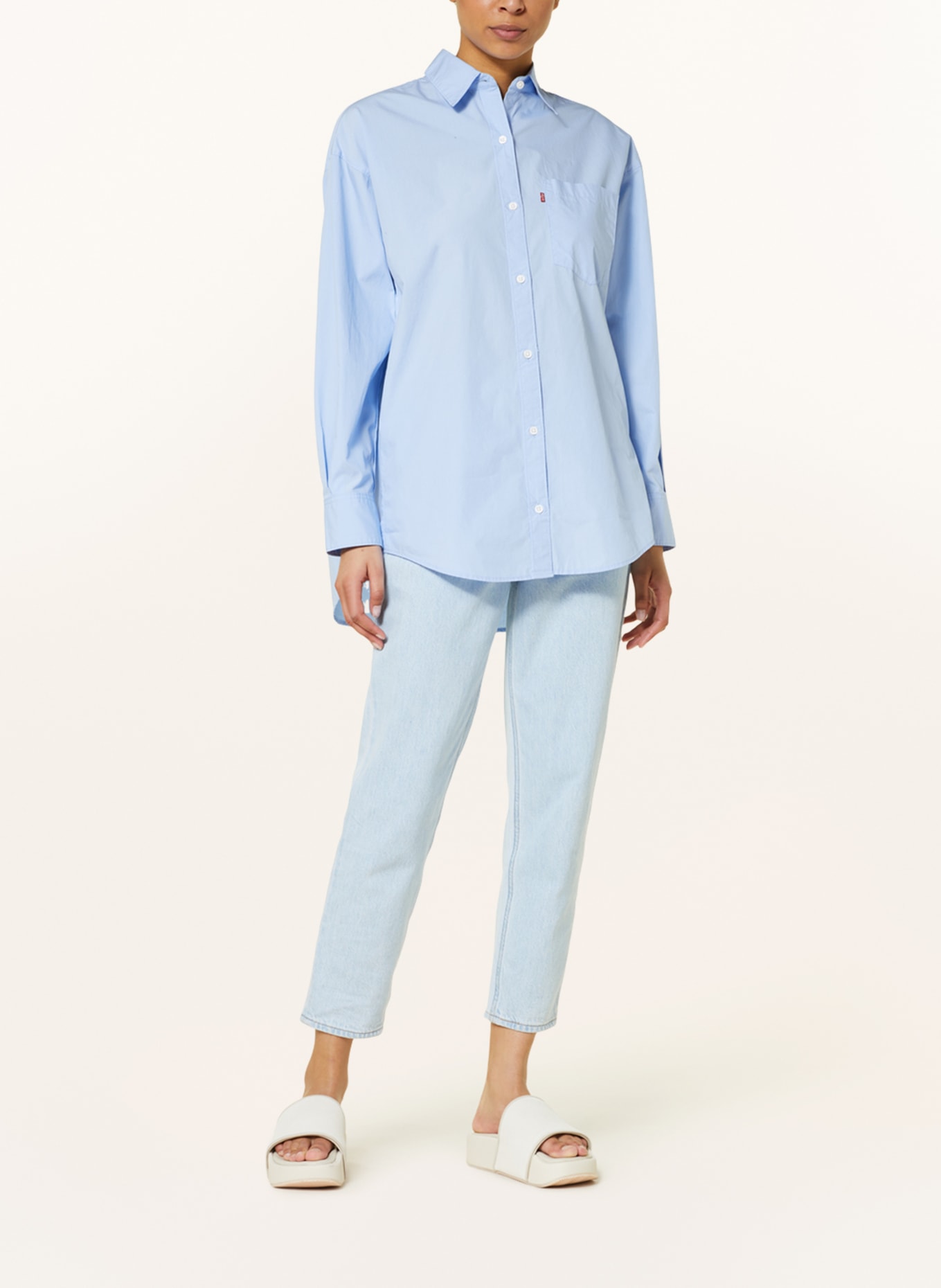 Nola Oversized Button Up Shirt - Blue