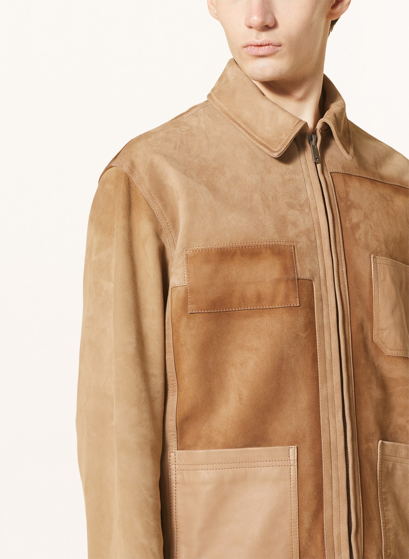 GOLDEN GOOSE Leather jacket, Color: LIGHT BROWN (Image 4)