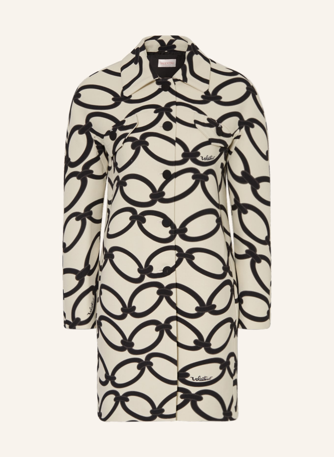 VALENTINO Wool coat with silk, Color: CREAM/ BLACK (Image 1)