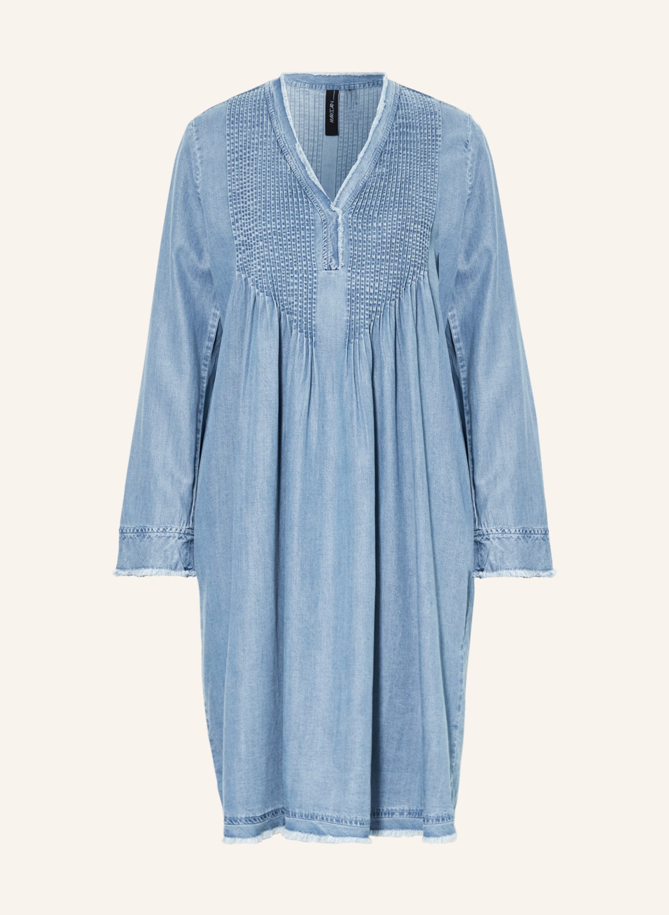MARC CAIN Dress in denim look with fringes, Color: BLUE (Image 1)