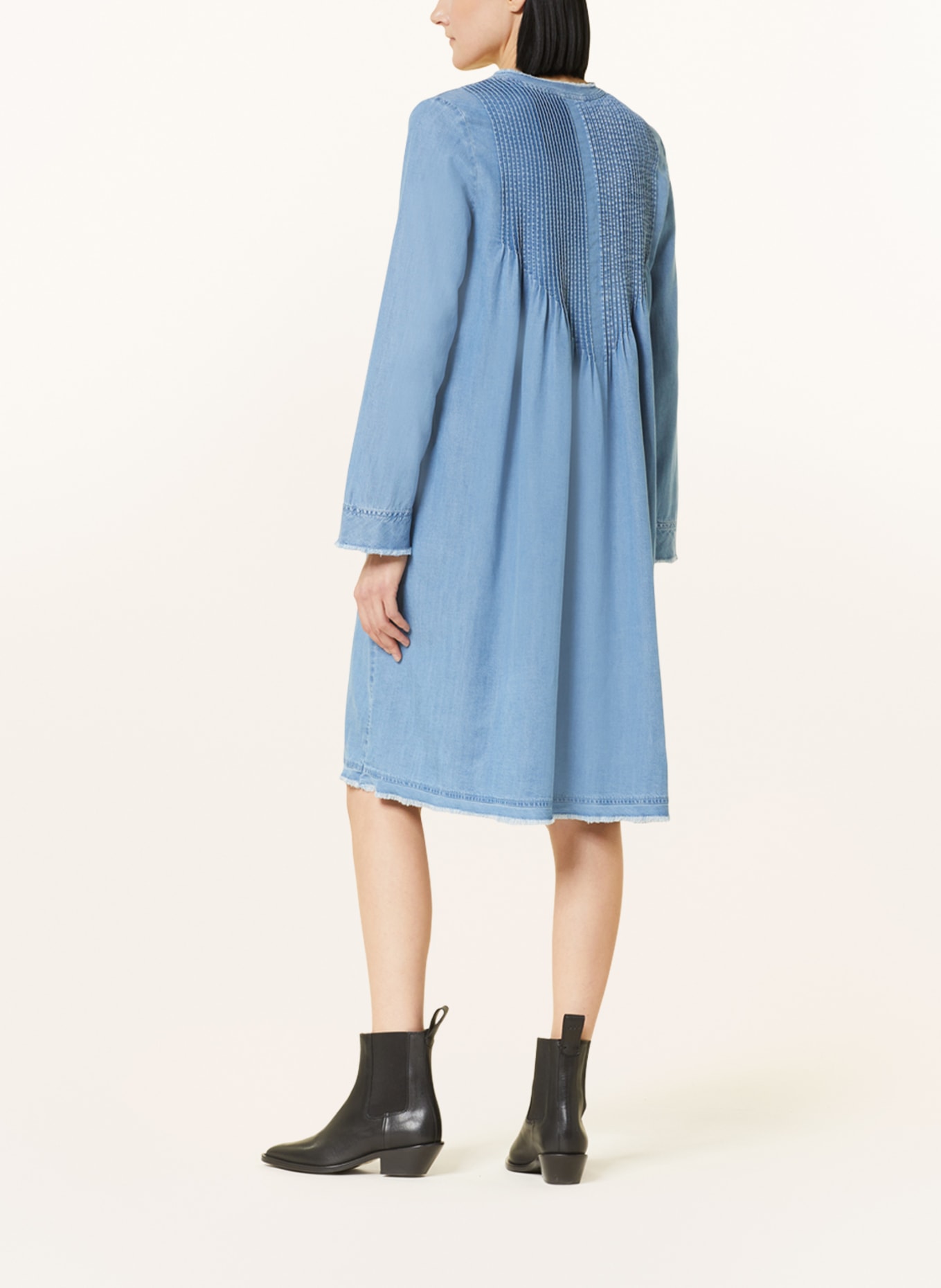 MARC CAIN Dress in denim look with fringes, Color: BLUE (Image 3)