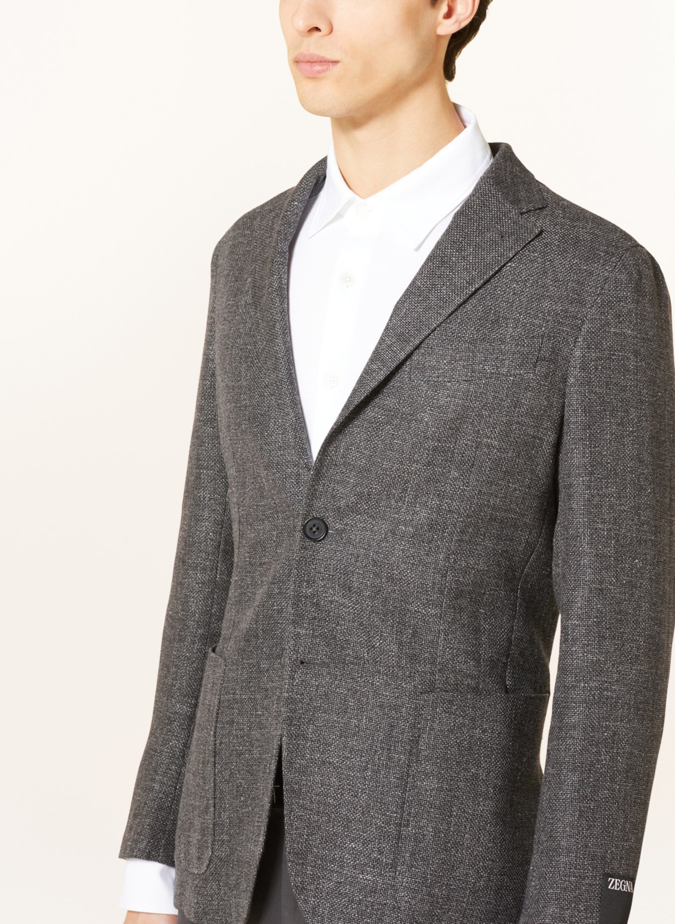 ZEGNA Tailored jacket extra slim fit with linen, Color: DARK GRAY (Image 5)