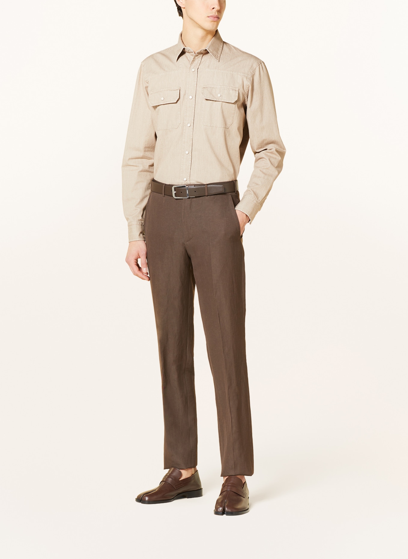 ZEGNA Košile Leisure Fit v džínovém vzhledu, Barva: VELBLOUDÍ (Obrázek 2)