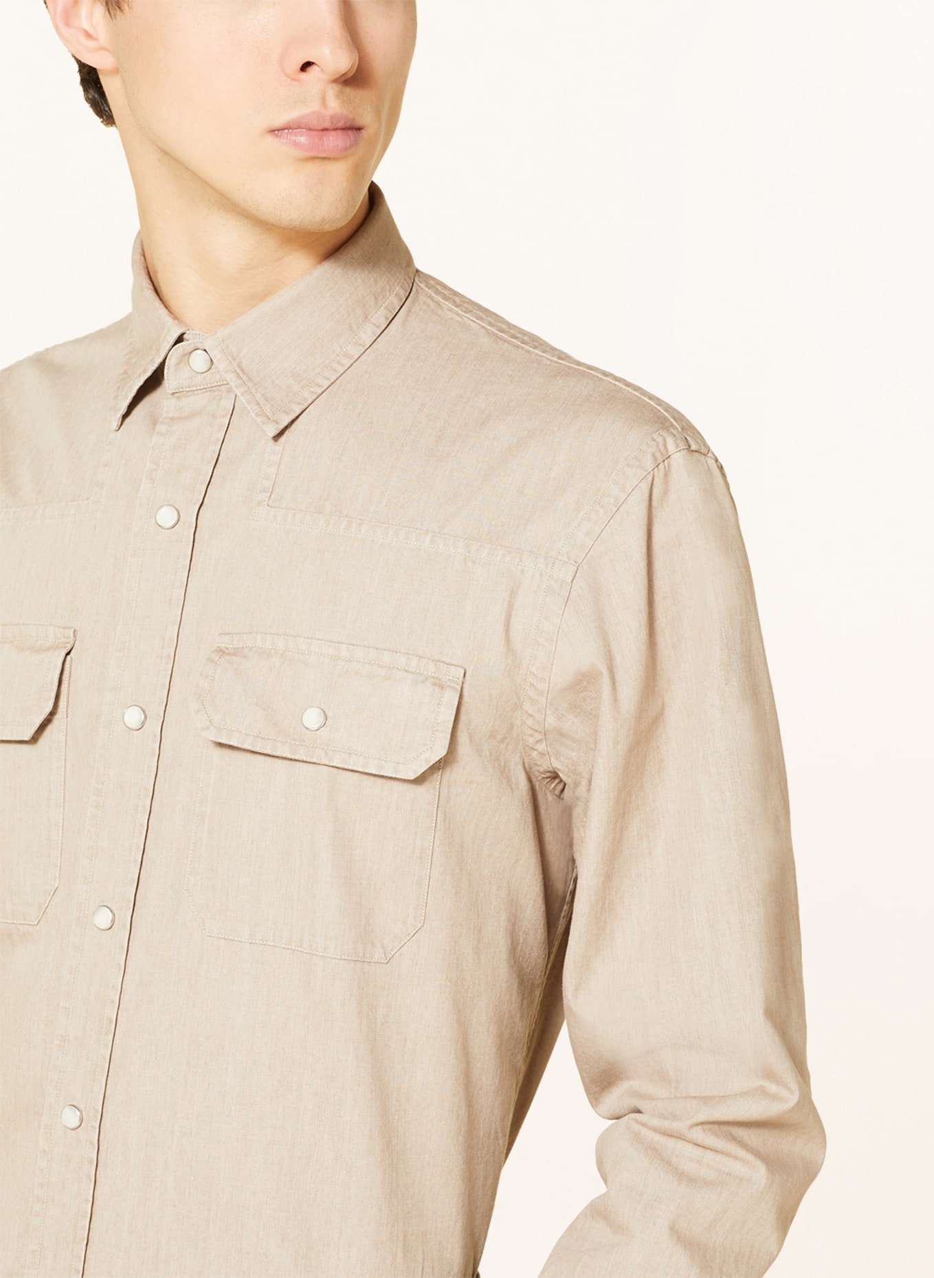 ZEGNA Koszula leisure fit w stylu jeansowym, Kolor: CAMELOWY (Obrazek 4)