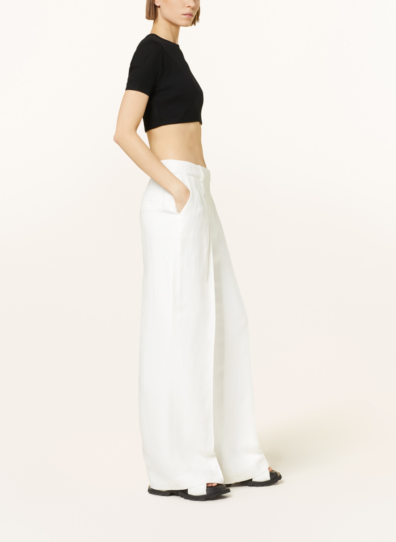 LOULOU STUDIO Wide leg trousers BALSAS, Color: WHITE (Image 4)