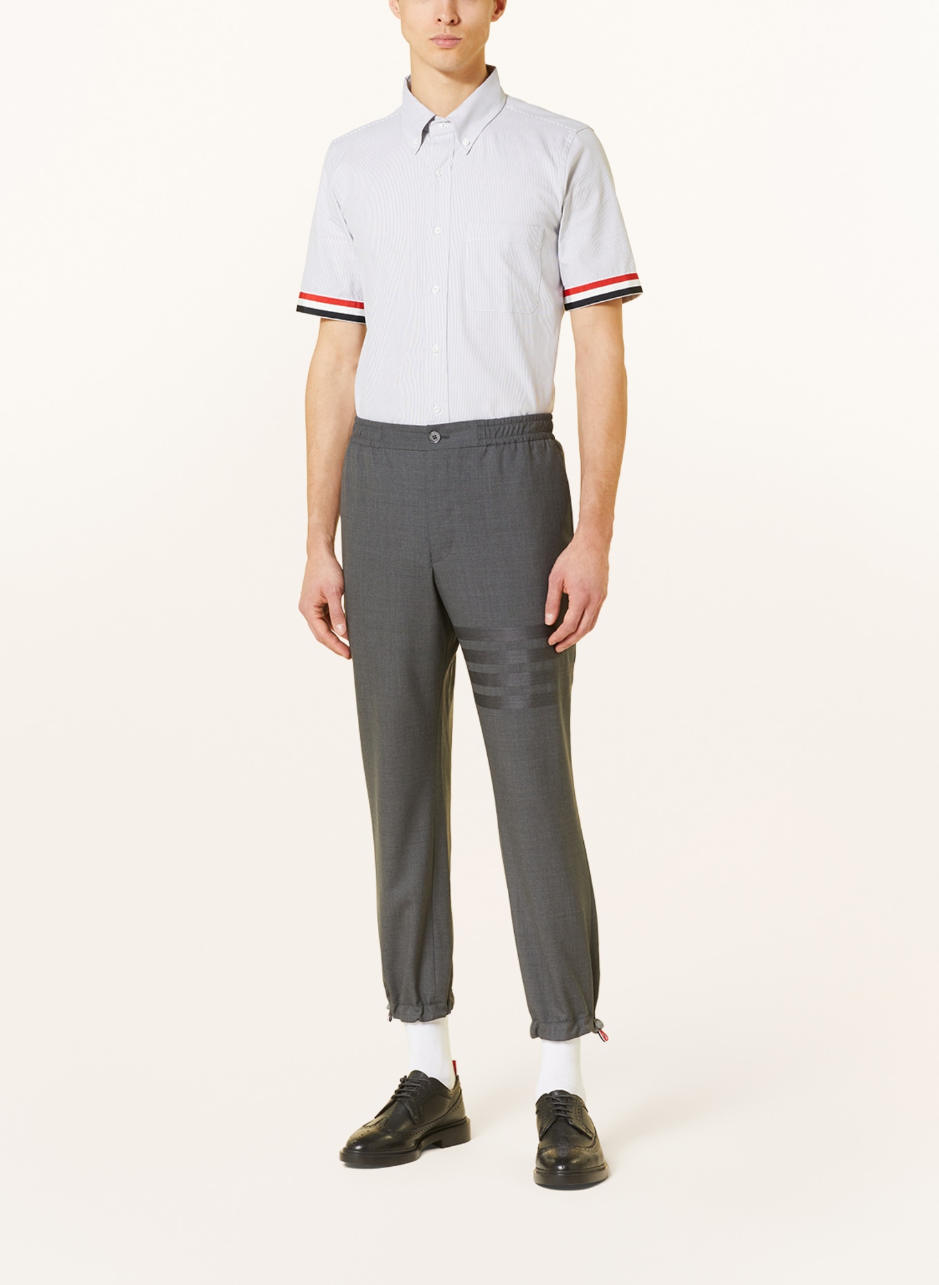 THOM BROWNE. Short sleeve shirt straight fit, Color: GRAY/ WHITE (Image 2)