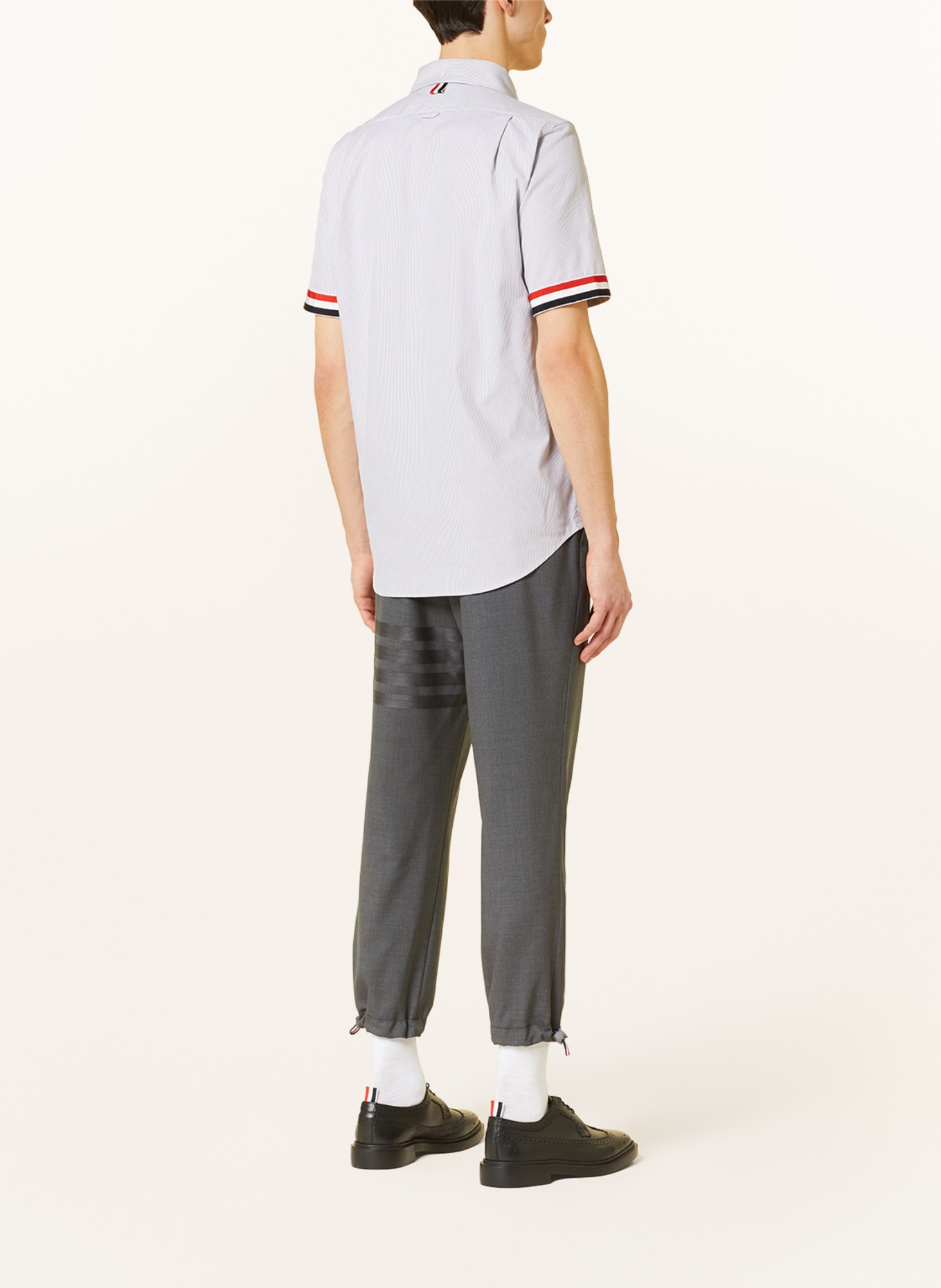 THOM BROWNE. Short sleeve shirt straight fit, Color: GRAY/ WHITE (Image 3)