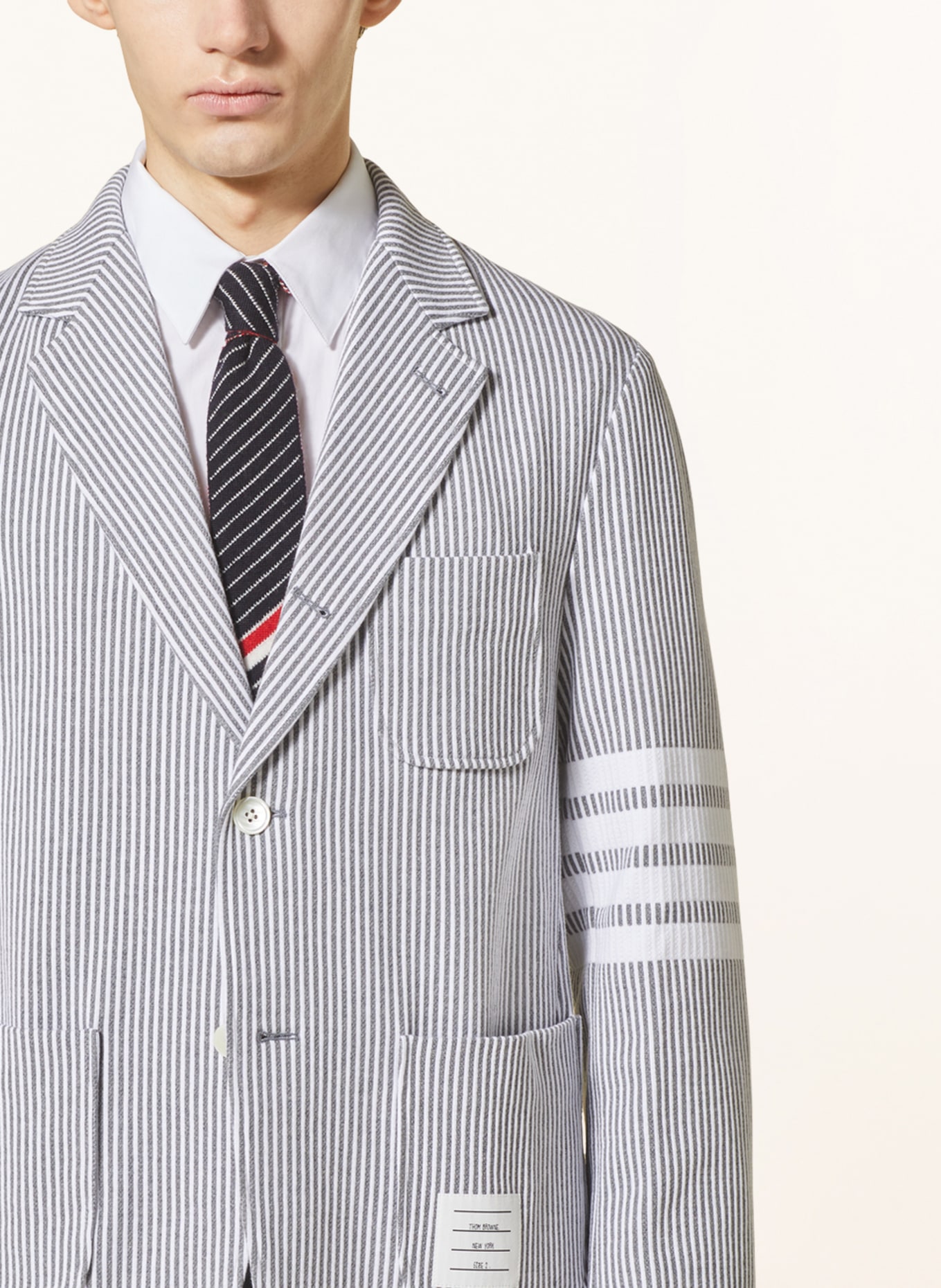 THOM BROWNE. Tailored jacket slim fit, Color: DARK GRAY/ WHITE (Image 5)