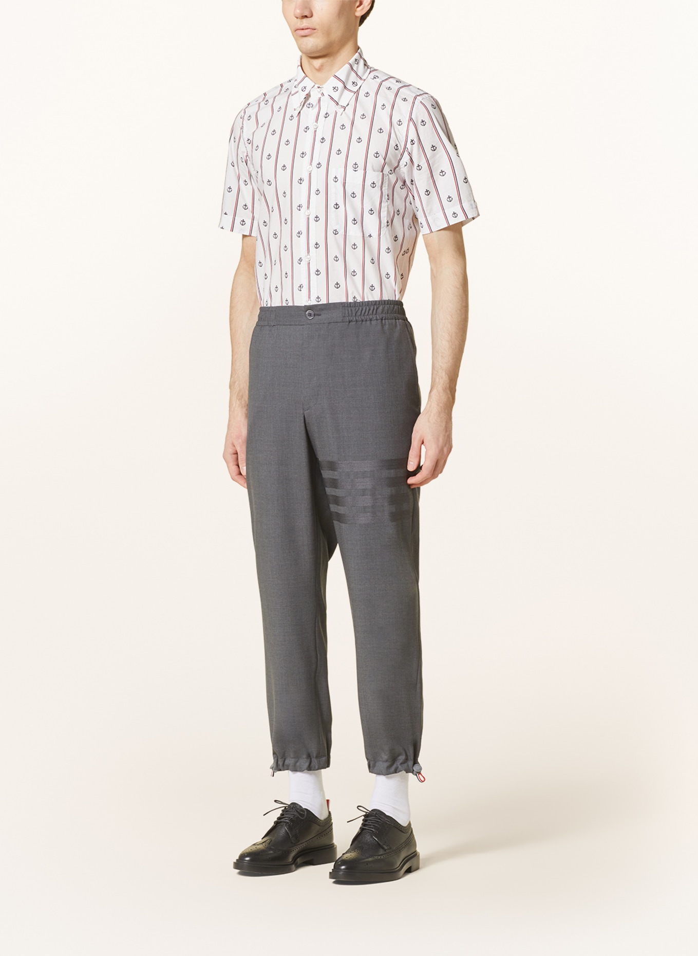 THOM BROWNE. Short sleeve shirt straight fit, Color: WHITE/ BLACK/ RED (Image 2)