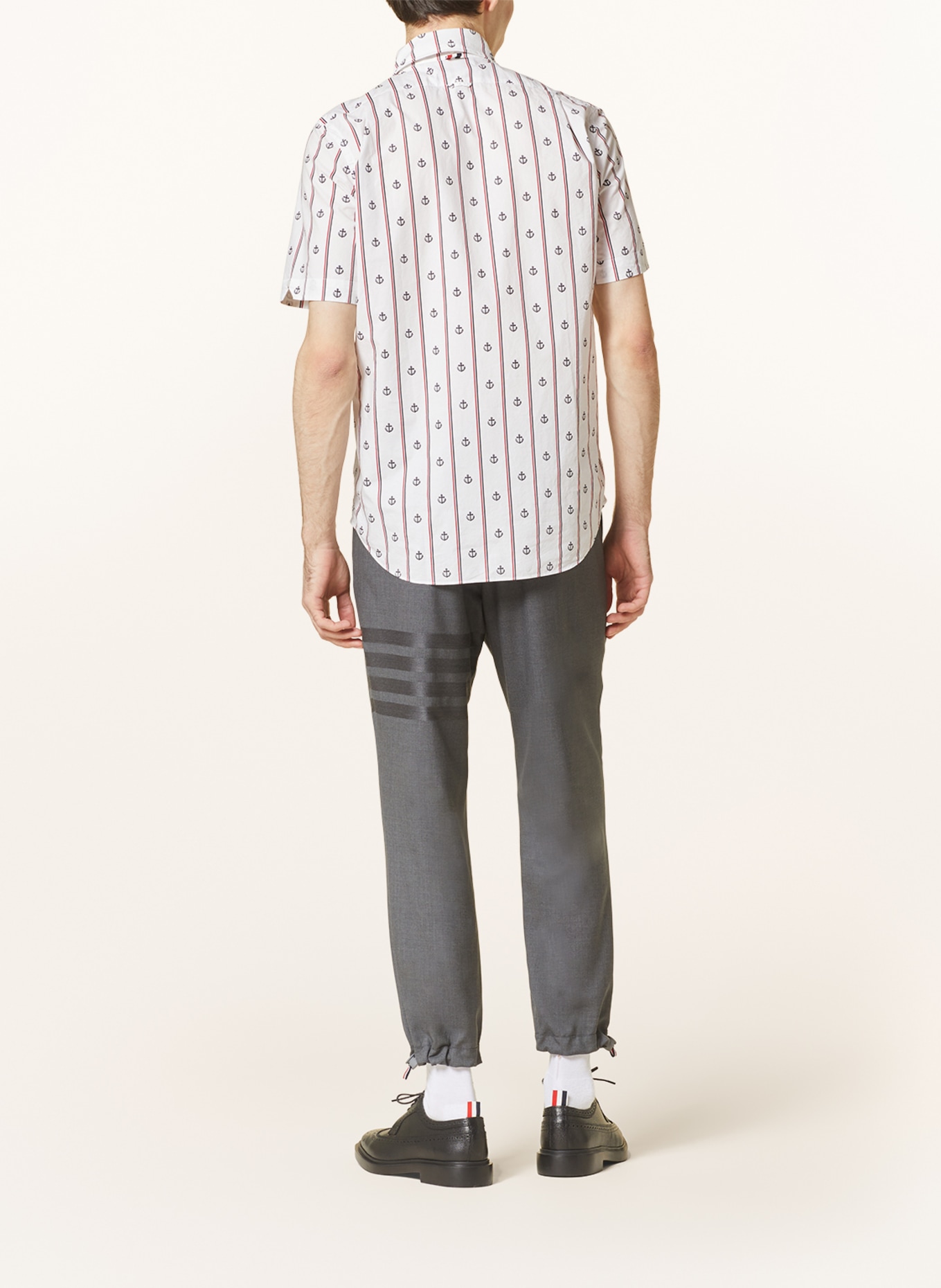 THOM BROWNE. Short sleeve shirt straight fit, Color: WHITE/ BLACK/ RED (Image 3)