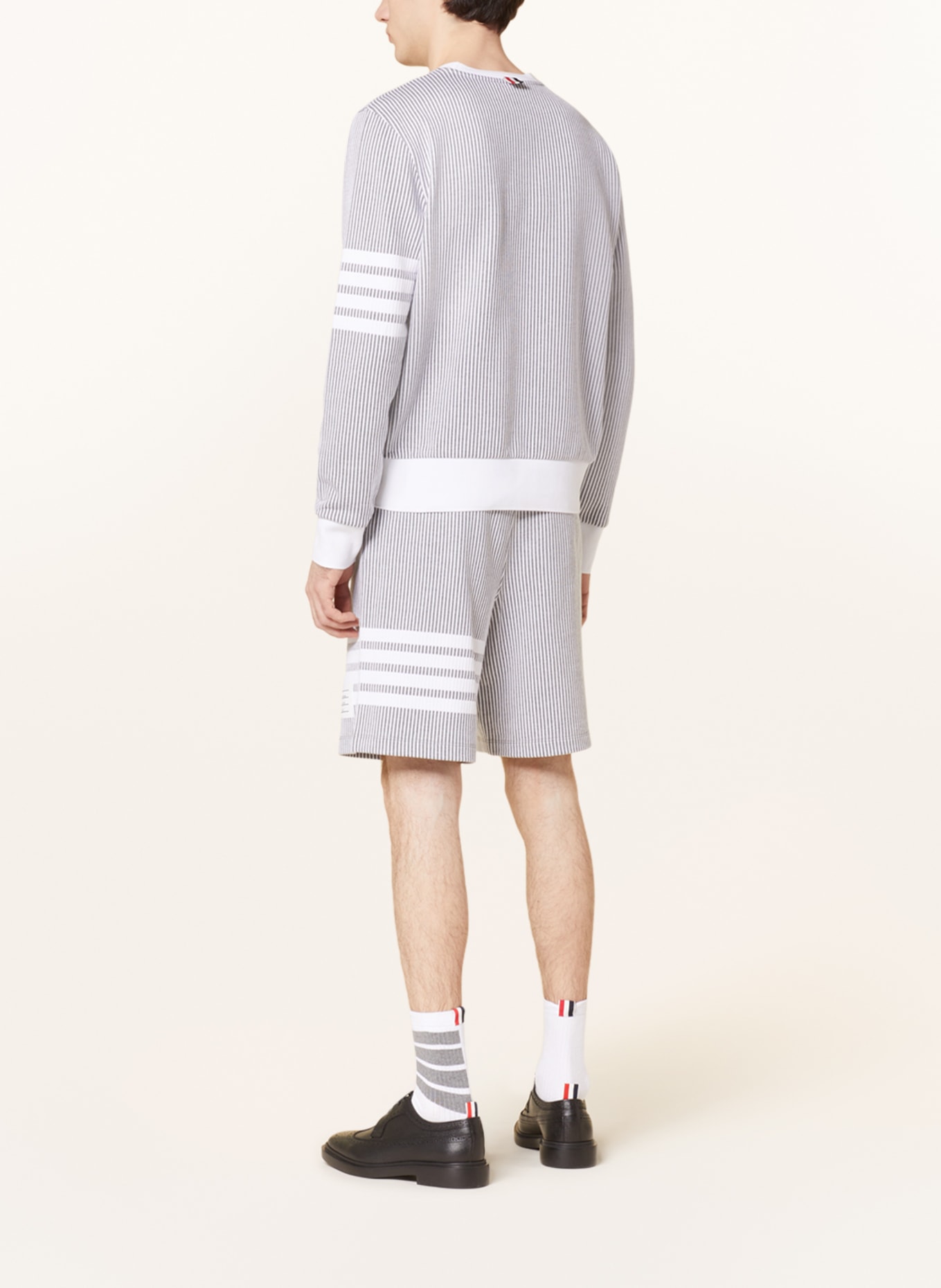 THOM BROWNE. Sweat shorts, Color: GRAY/ WHITE (Image 3)