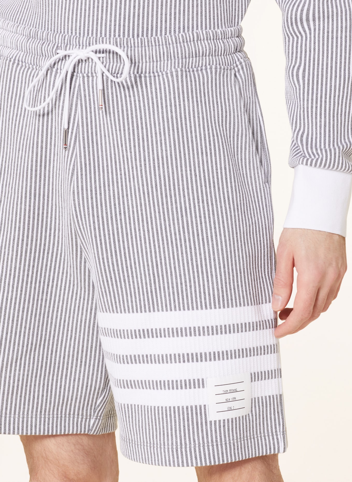 THOM BROWNE. Sweat shorts, Color: GRAY/ WHITE (Image 5)