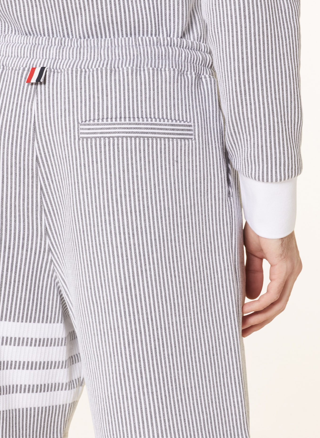 THOM BROWNE. Sweat shorts, Color: GRAY/ WHITE (Image 6)